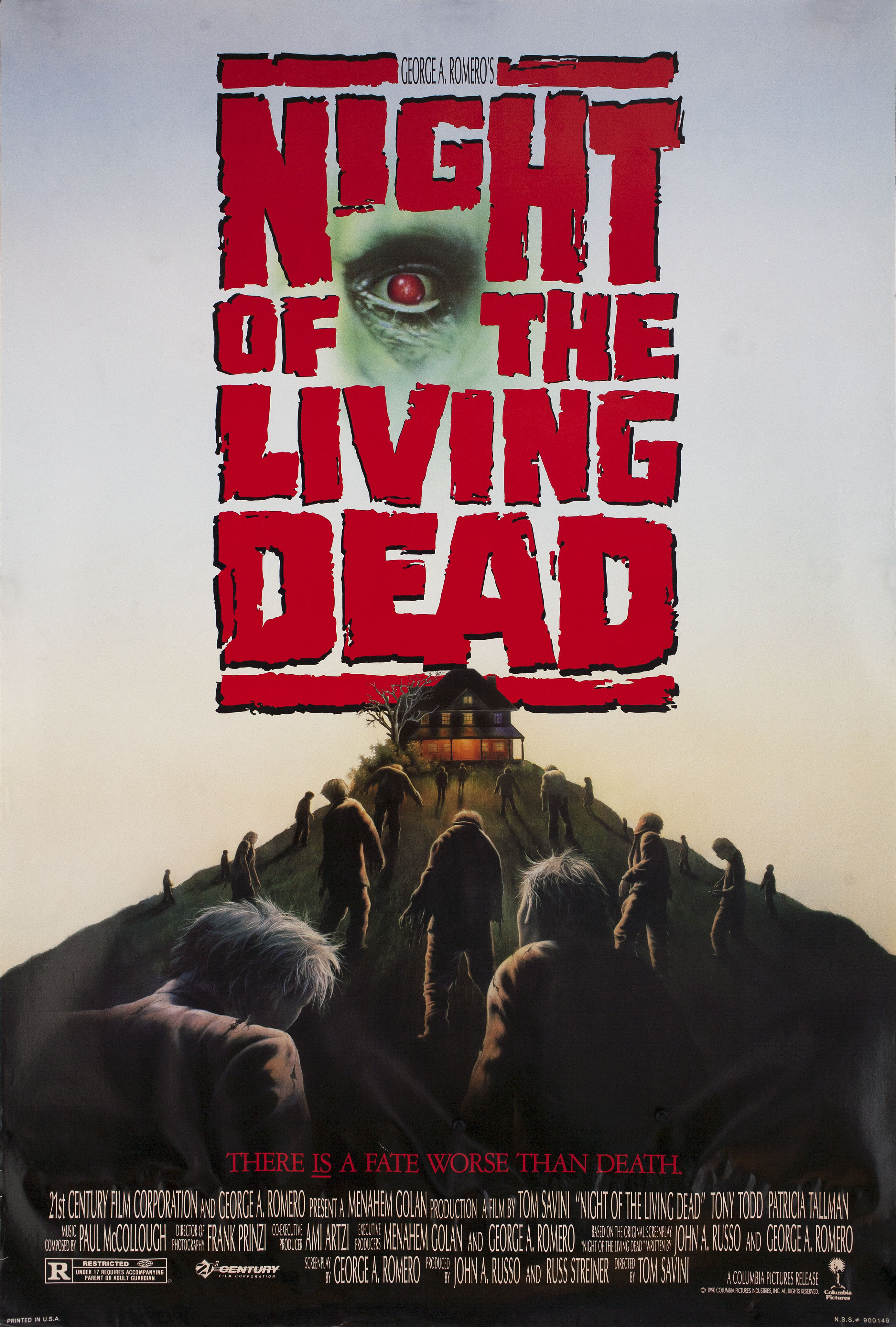 Ночь живых мертвецов (Night of the Living Dead, 1990), режиссёр Том Савини, американский постер к фильму, 1990 год