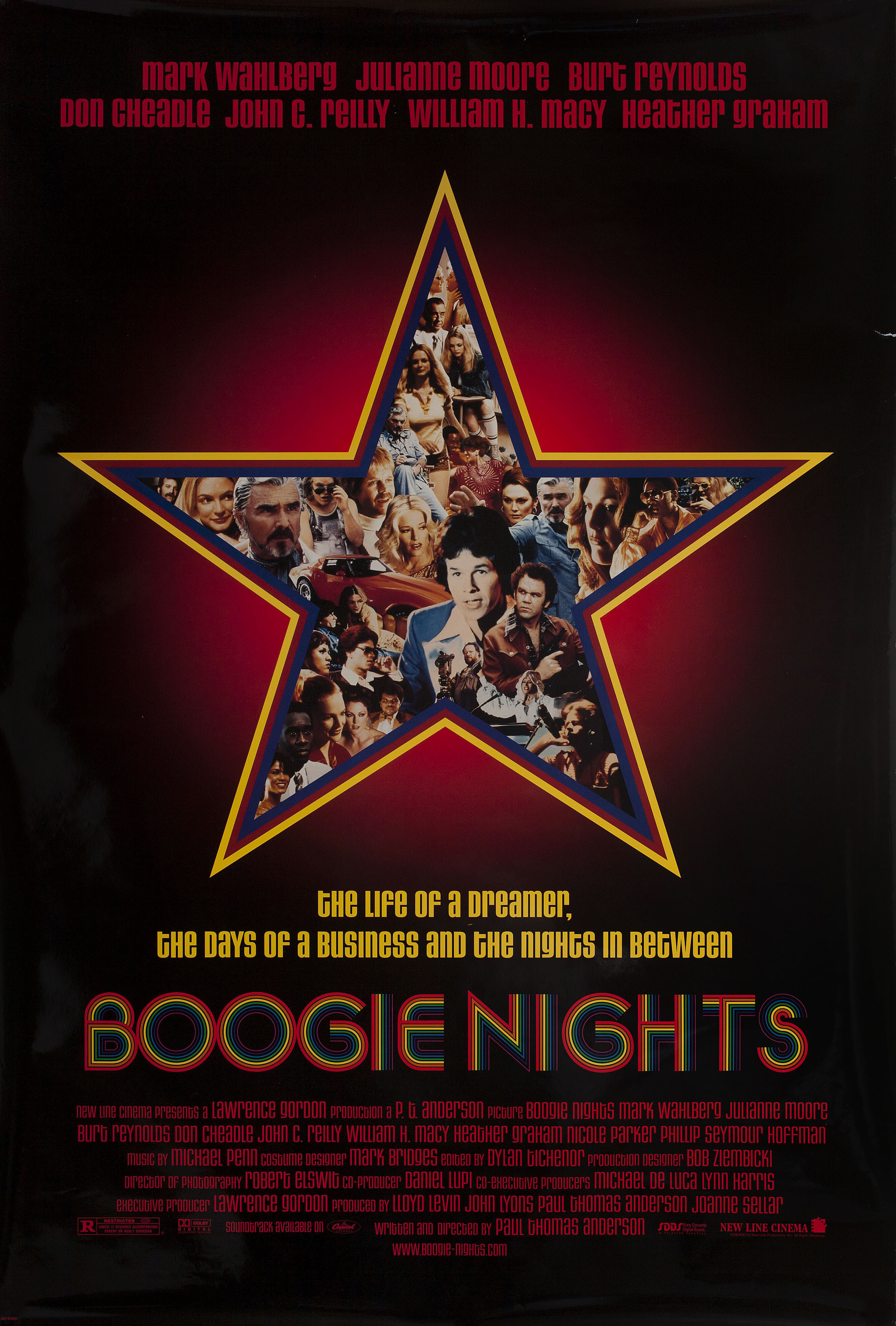 Ночи в стиле буги (Boogie Nights, 1997), режиссёр Пол Томас Андерсон, американский постер к фильму, 1997 год