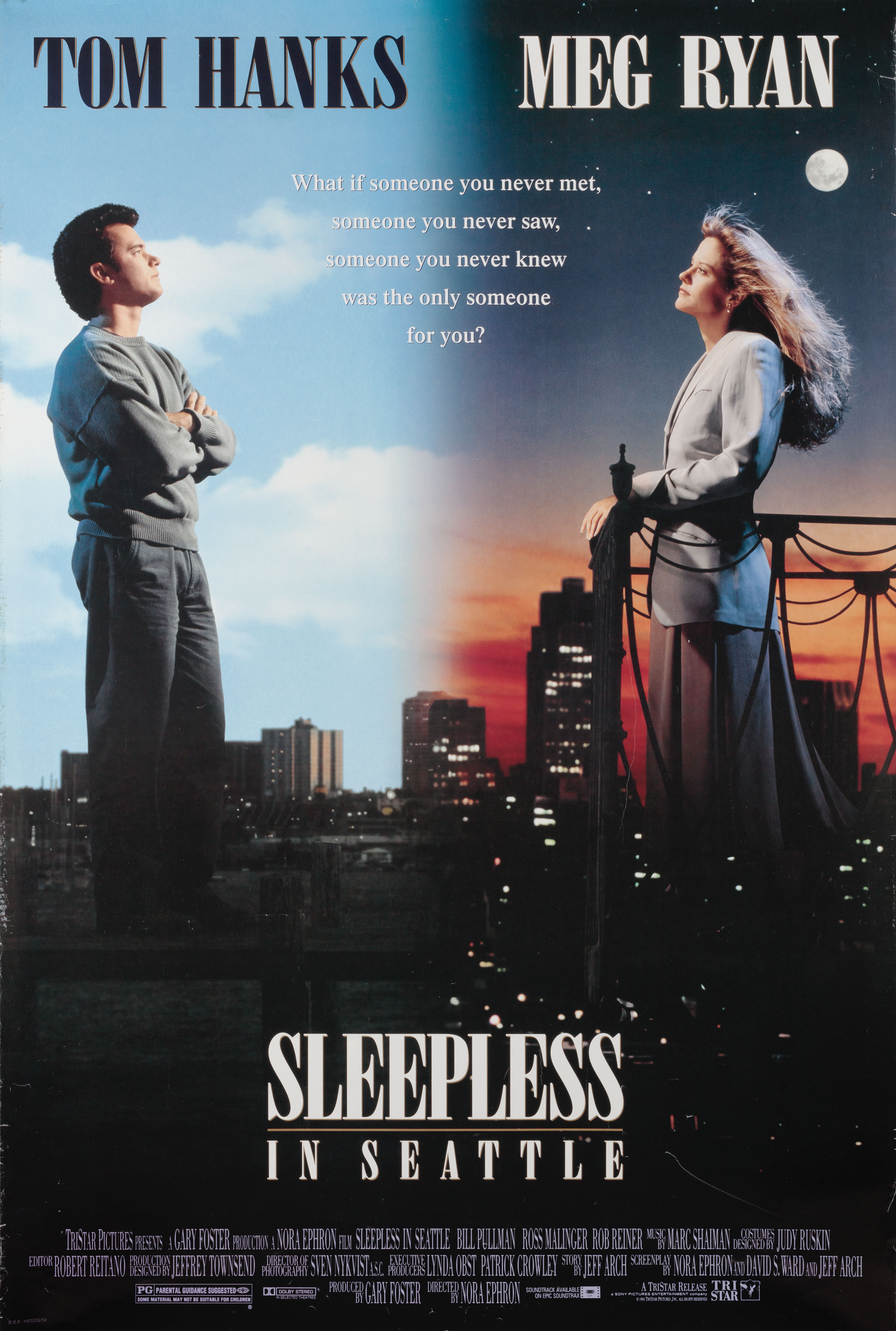 Неспящие в Сиэтле (Sleepless in Seattle, 1993), режиссёр Нора Эфрон, американский постер к фильму, 1993 год