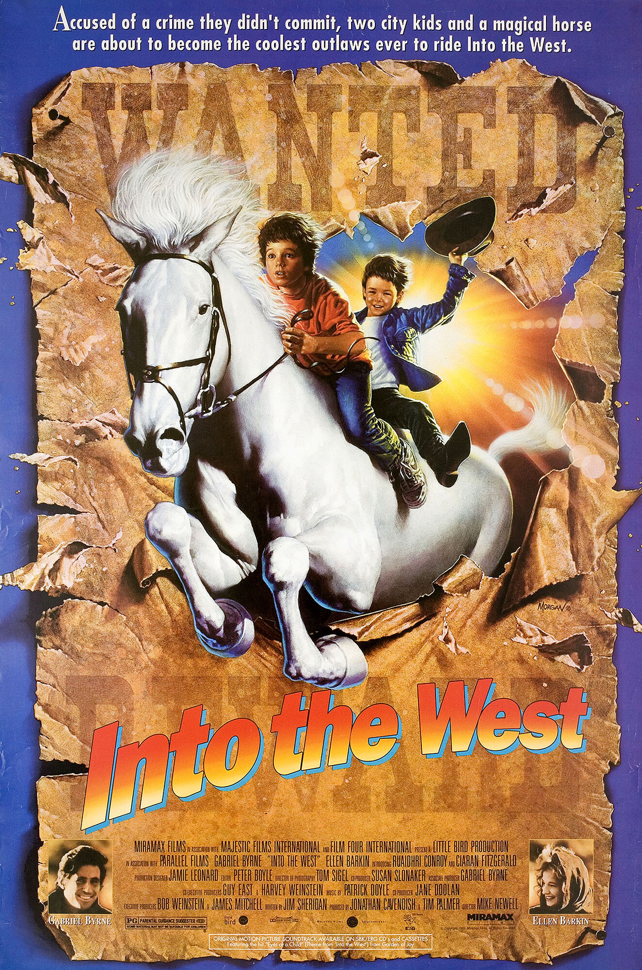 На Запад (Into the West, 1992), режиссёр Майк Ньюэлл, американский постер к фильму, автор Морган, 1992 год