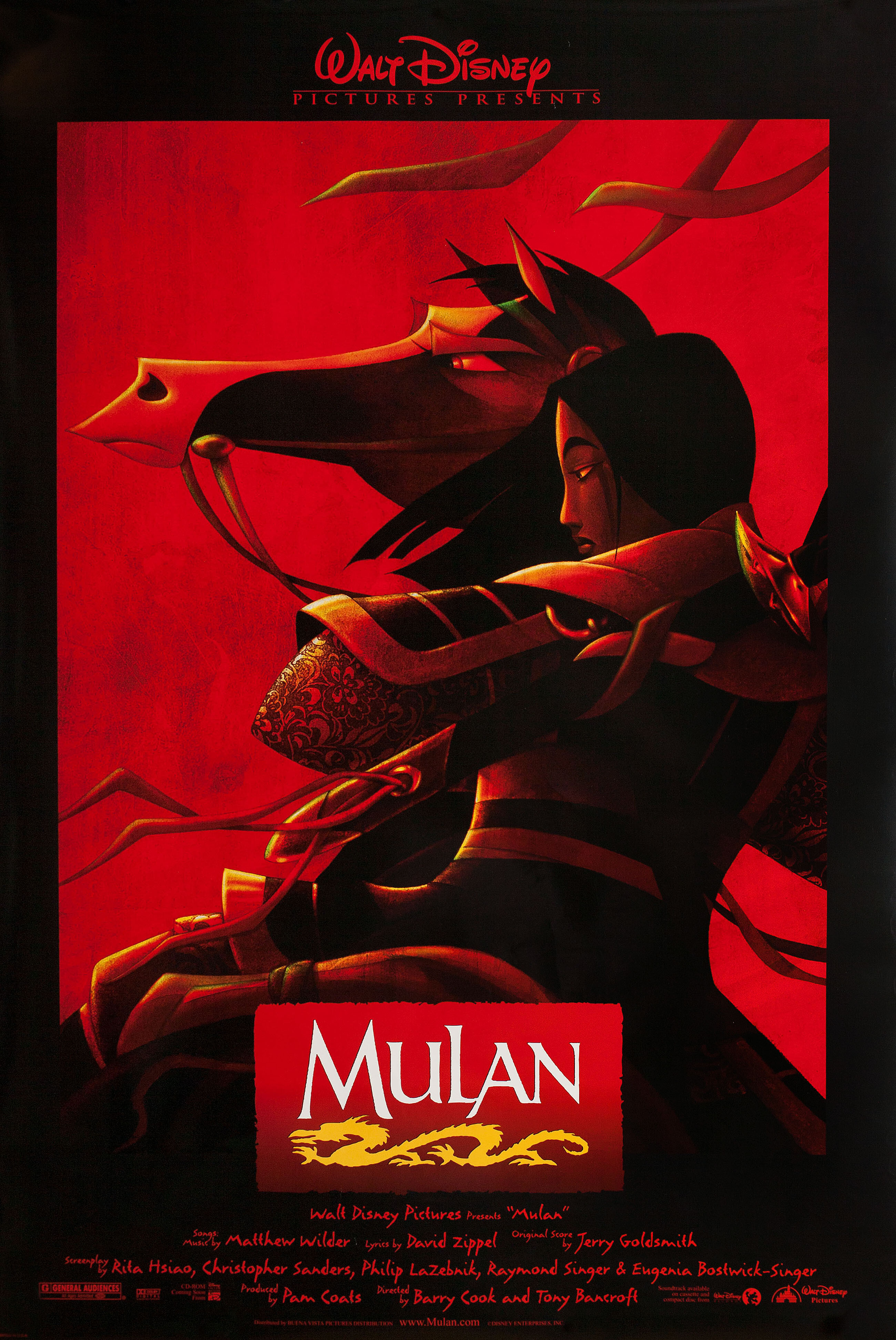 Мулан (Mulan, 1998), режиссёр Тони Бэнкрофт, американский постер к фильму, 1998 год