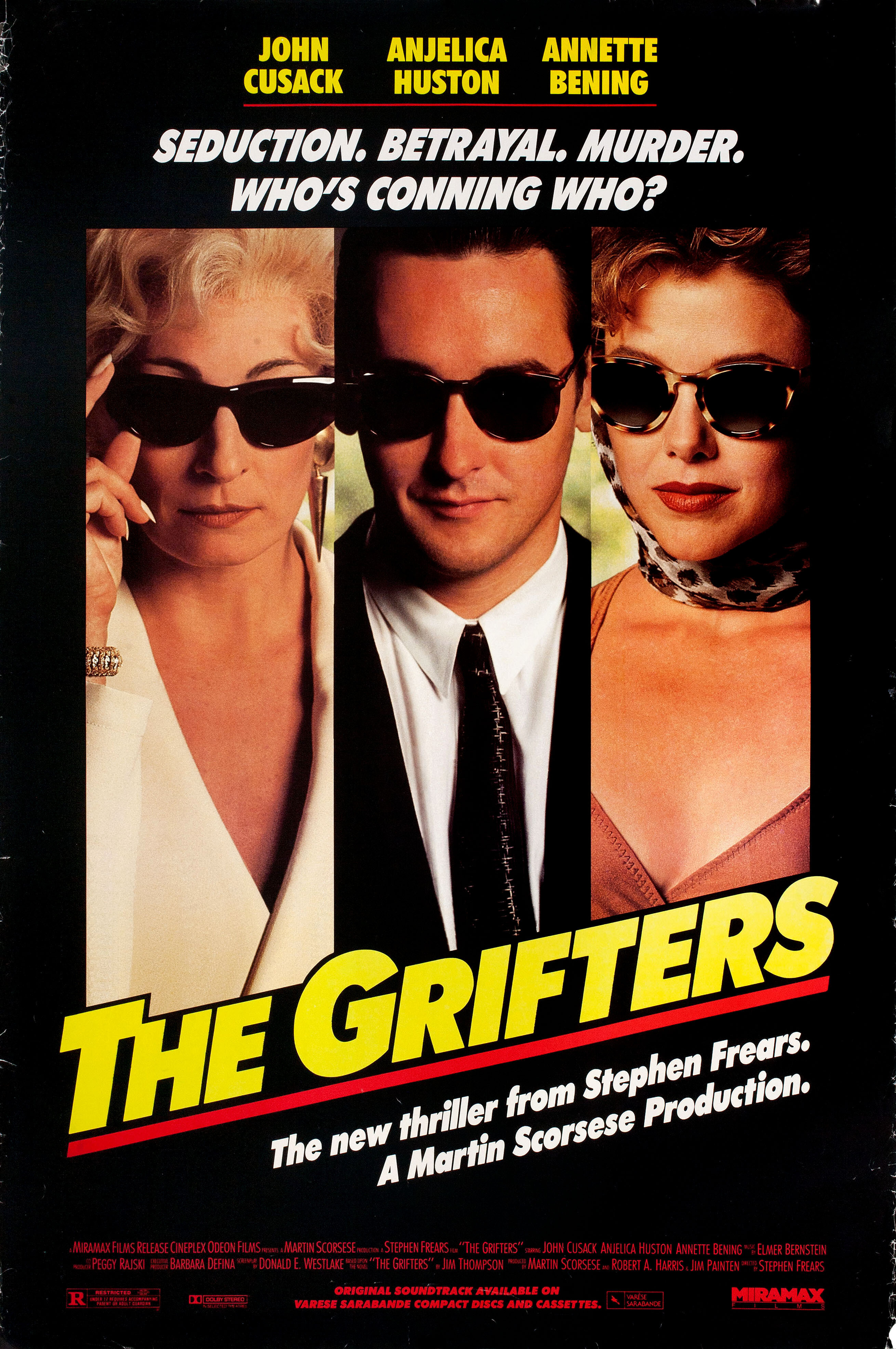 Кидалы (The Grifters, 1990), режиссёр Стивен Фрирз, американский постер к фильму, 1990 год