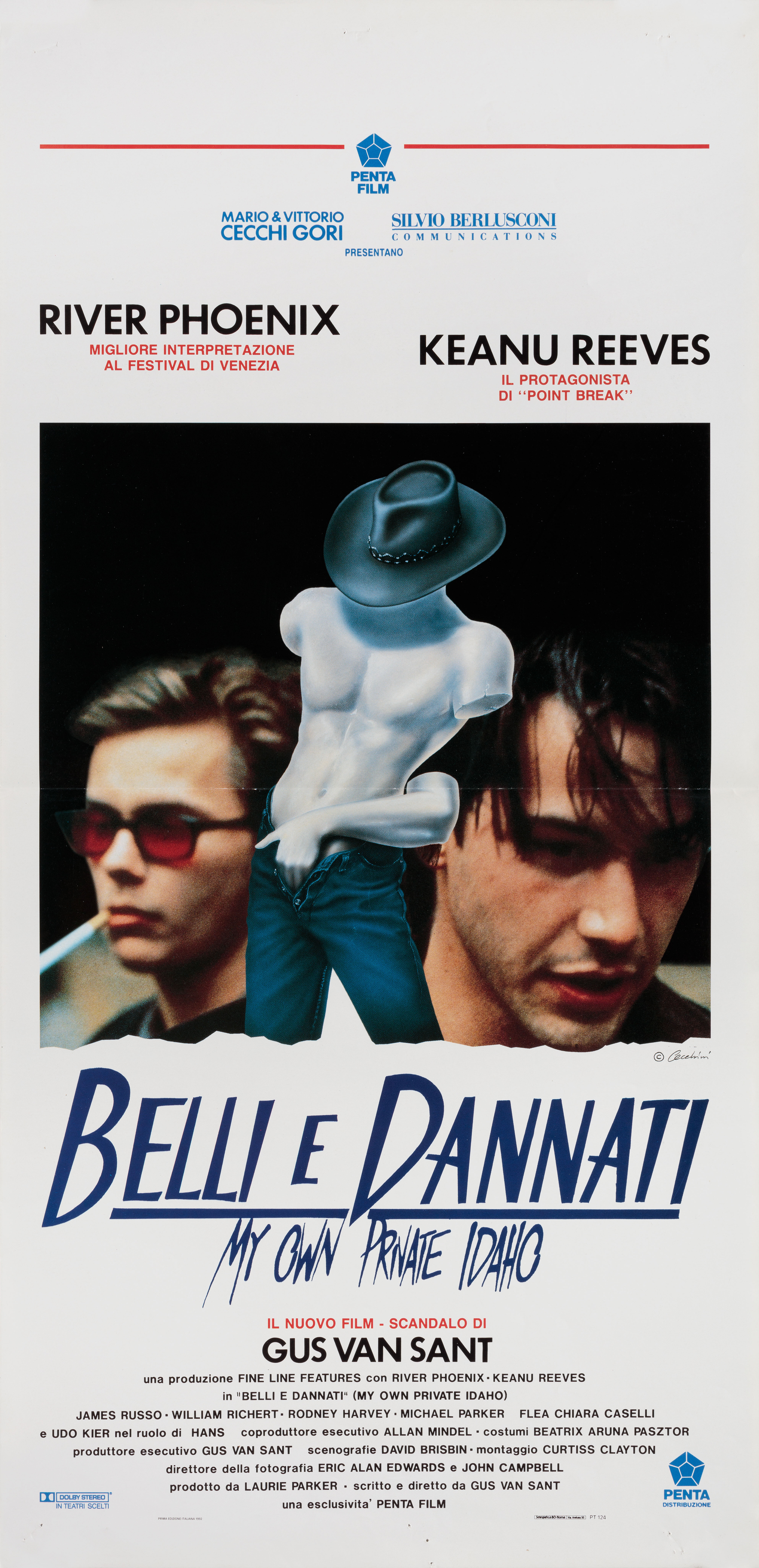 Мой личный штат Айдахо (My Own Private Idaho, 1991), режиссёр Гас Ван Сент, итальянский постер к фильму, 1992 год