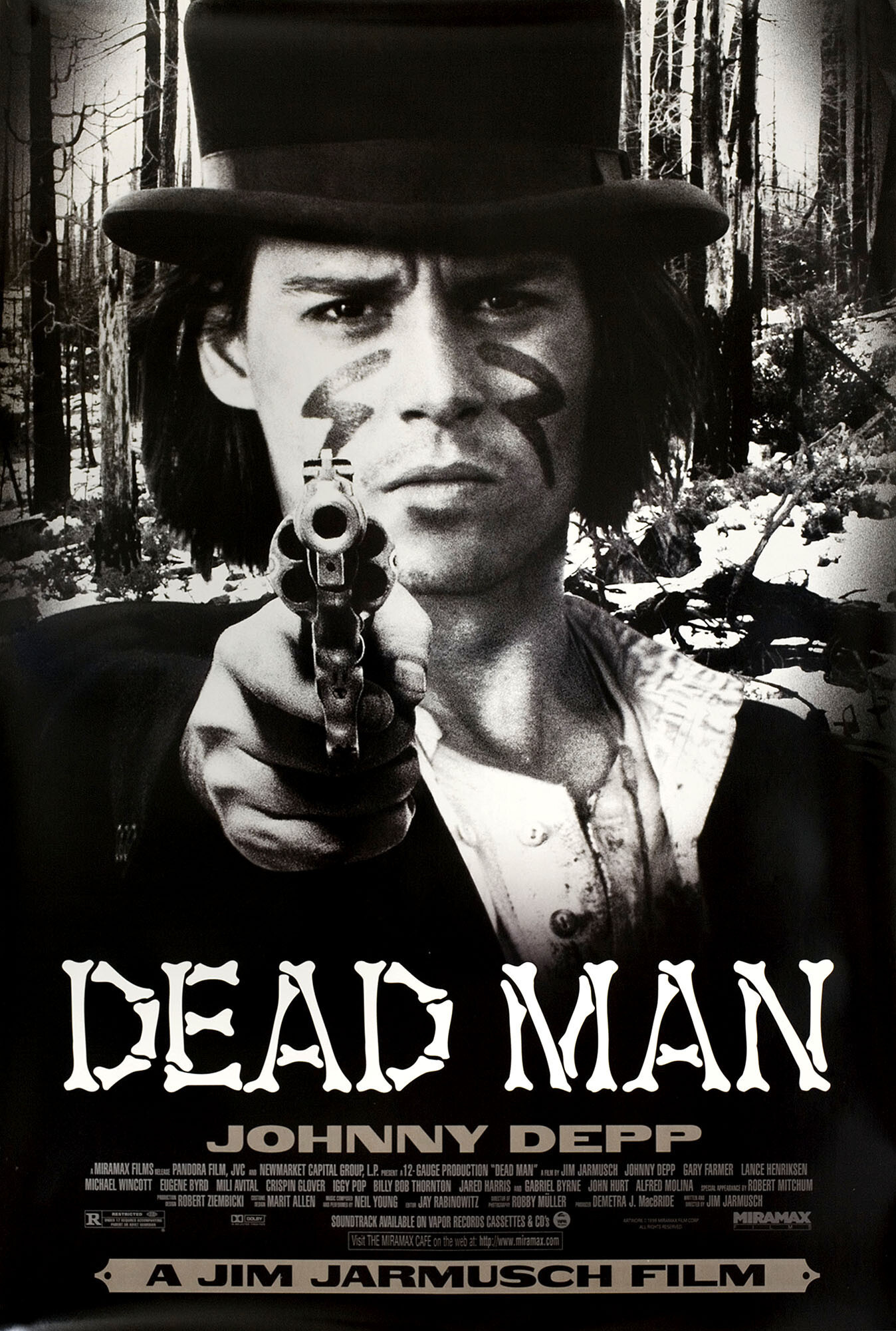 Мертвец (Dead Man, 1995), режиссёр Джим Джармуш, американский постер к фильму, 1996 год