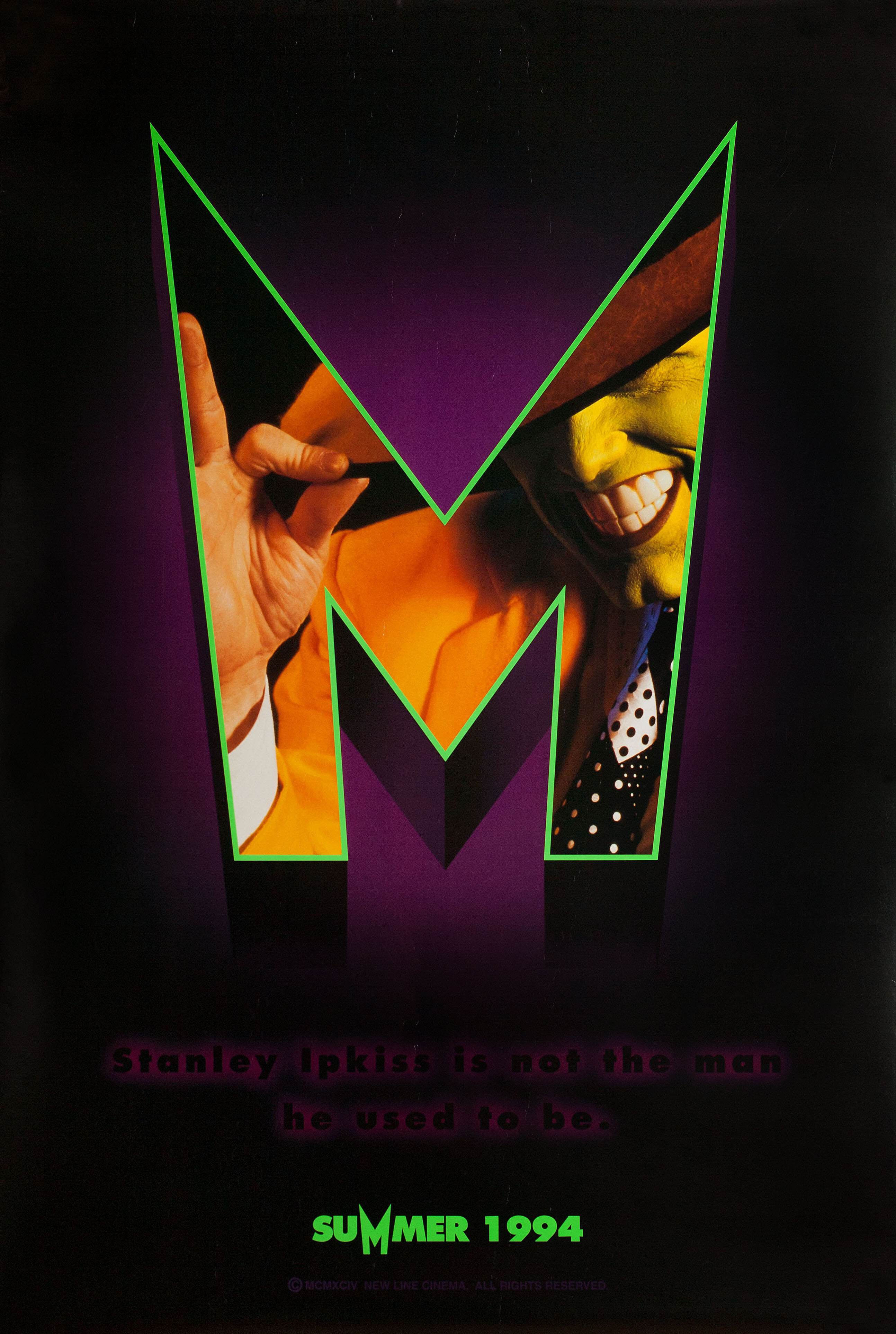Маска (The Mask, 1994), режиссёр Чак Рассел, американский постер к фильму, 1994 год