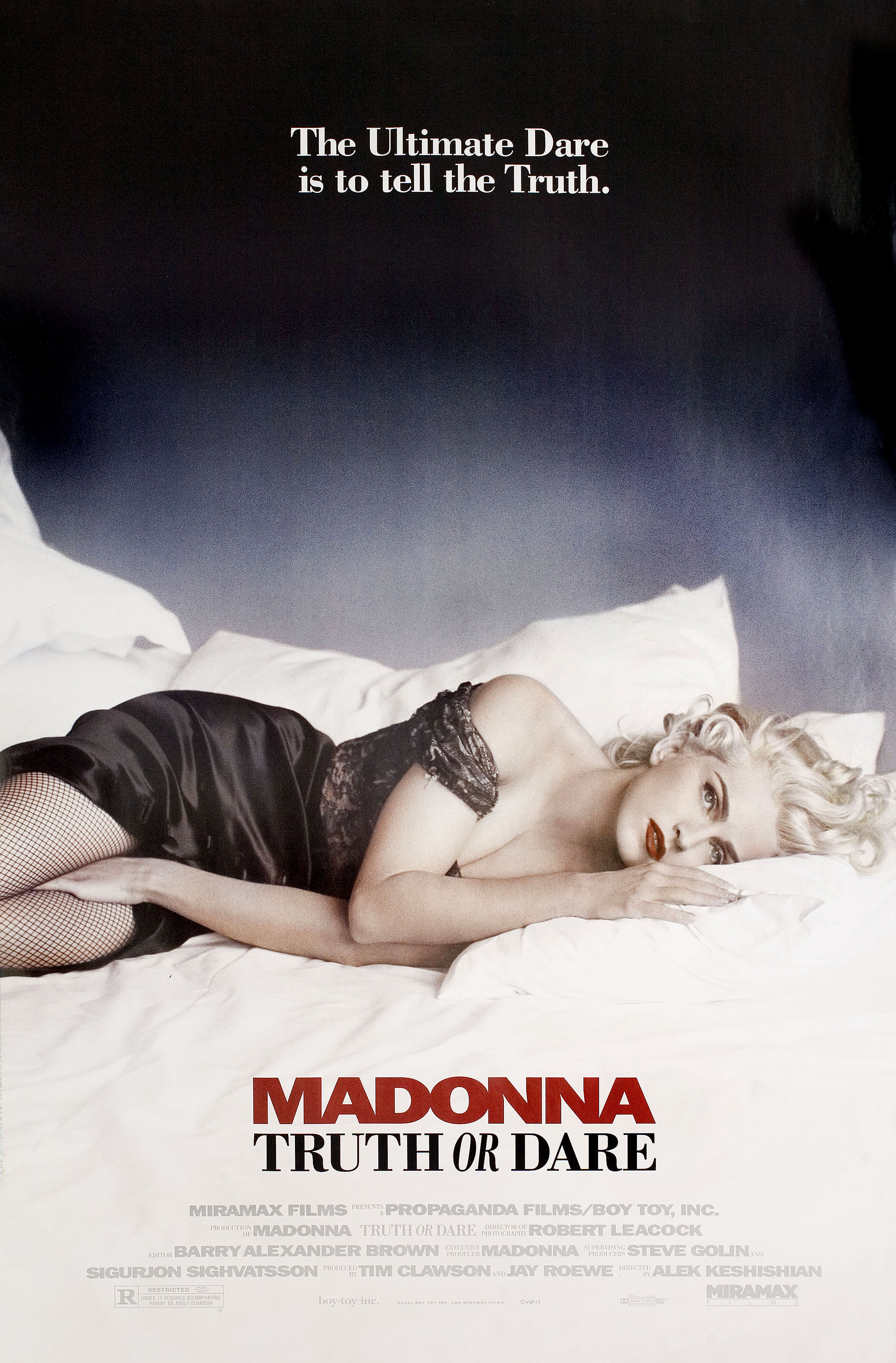 В постели с Мадонной (Madonna Truth or Dare, 1991), режиссёр Алек Кешишян, американский постер к фильму, 1991 год