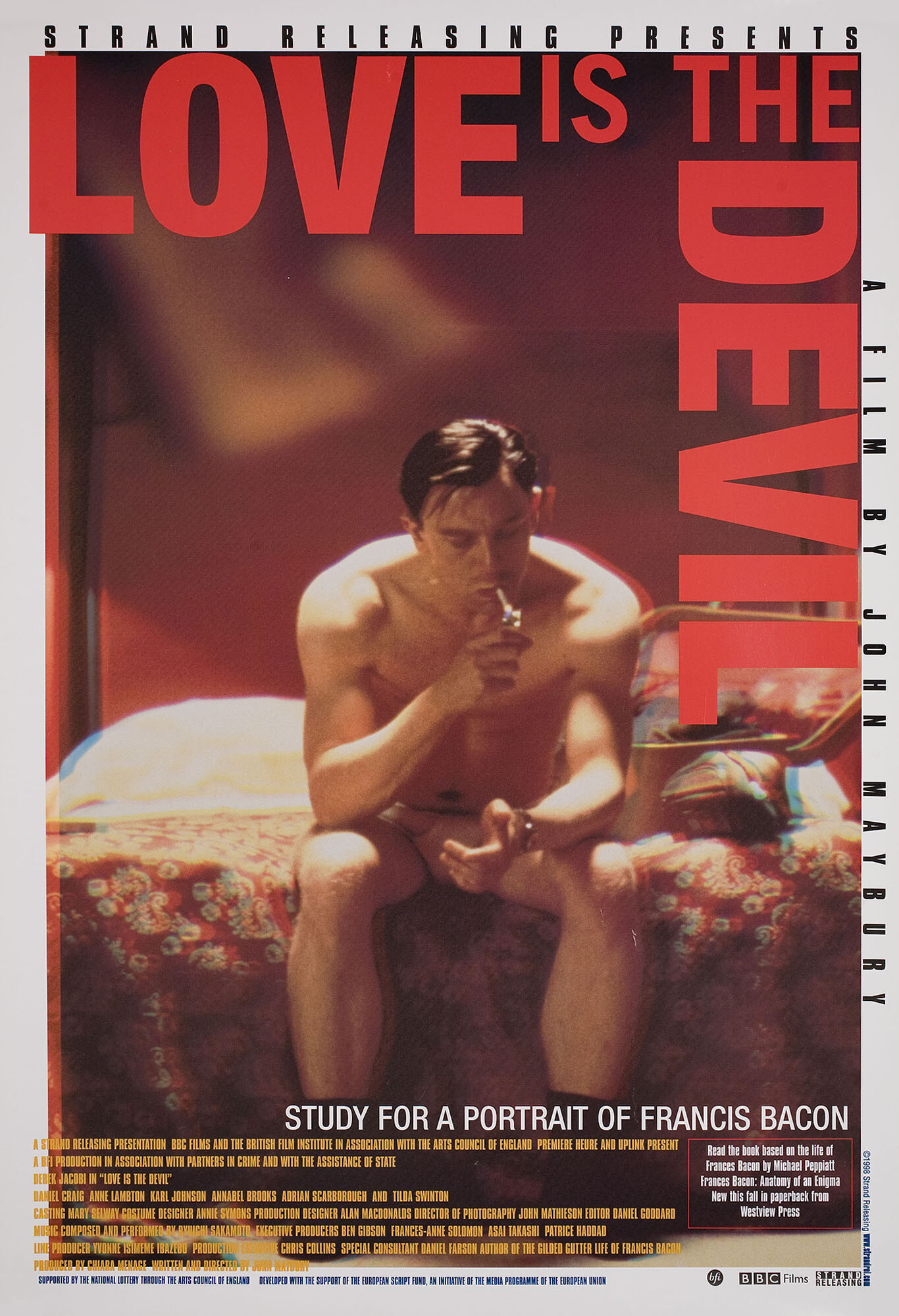 Любовь — это дьявол (Love Is the Devil Study for a Portrait of Francis Bacon, 1998), режиссёр Джон Мэйбери, американский постер к фильму, 1998 год (1)