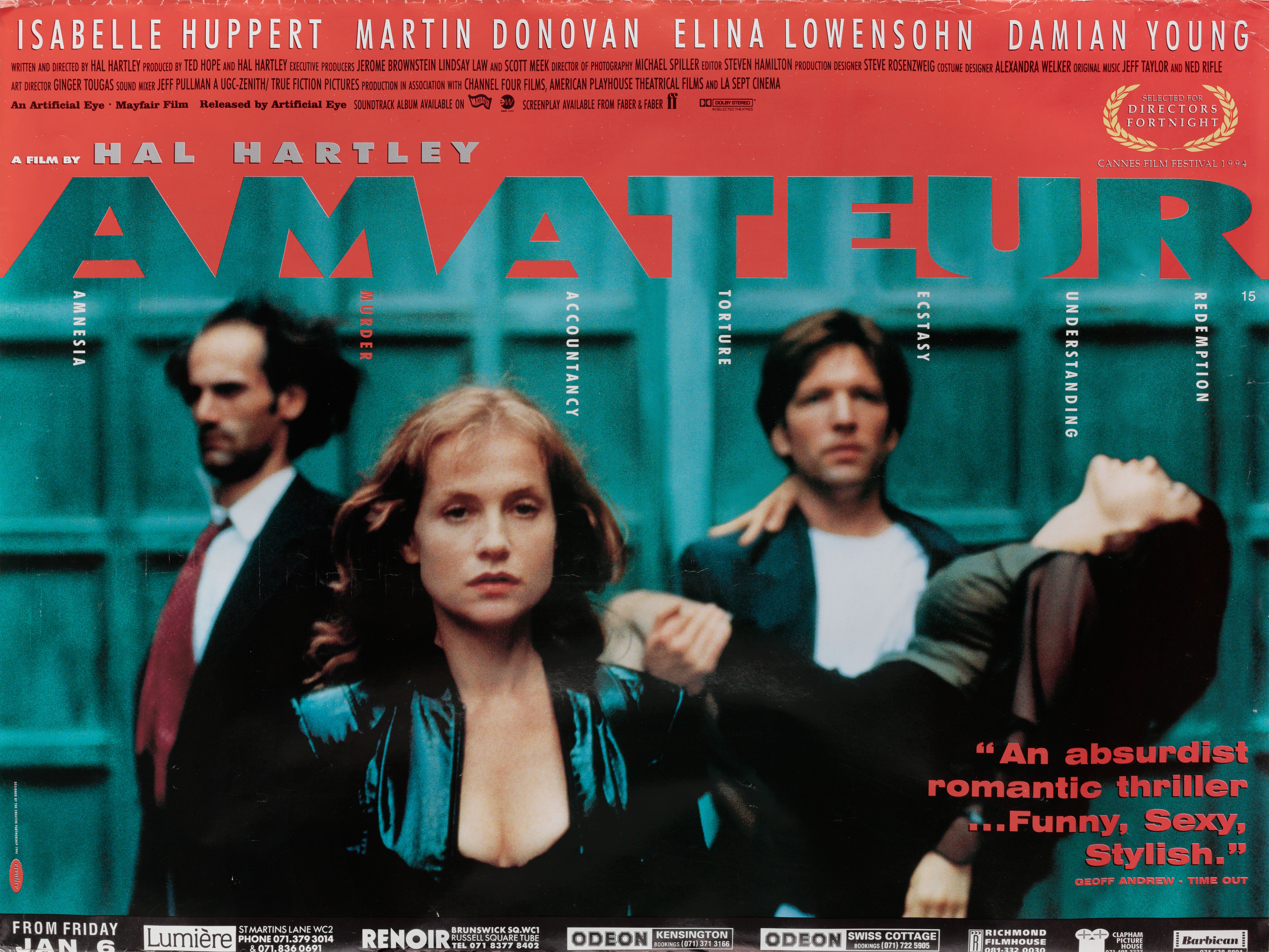 Дилетанты (Amateur, 1994), режиссёр Хэл Хартли, британский постер к фильму, 1994 год