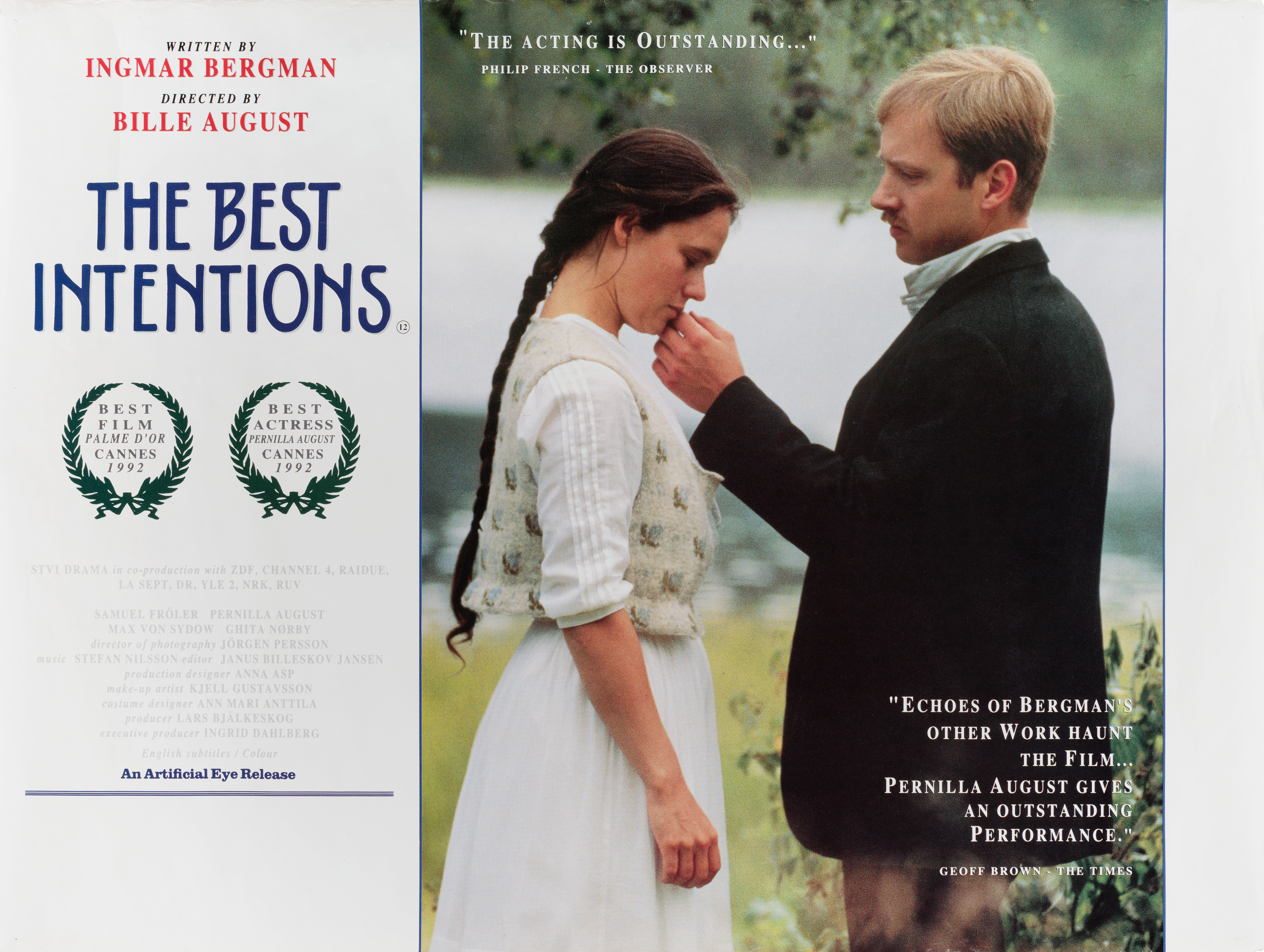 Благие намерения (The Best Intentions, 1992), режиссёр Билле Аугуст, британский постер к фильму, 1992 год