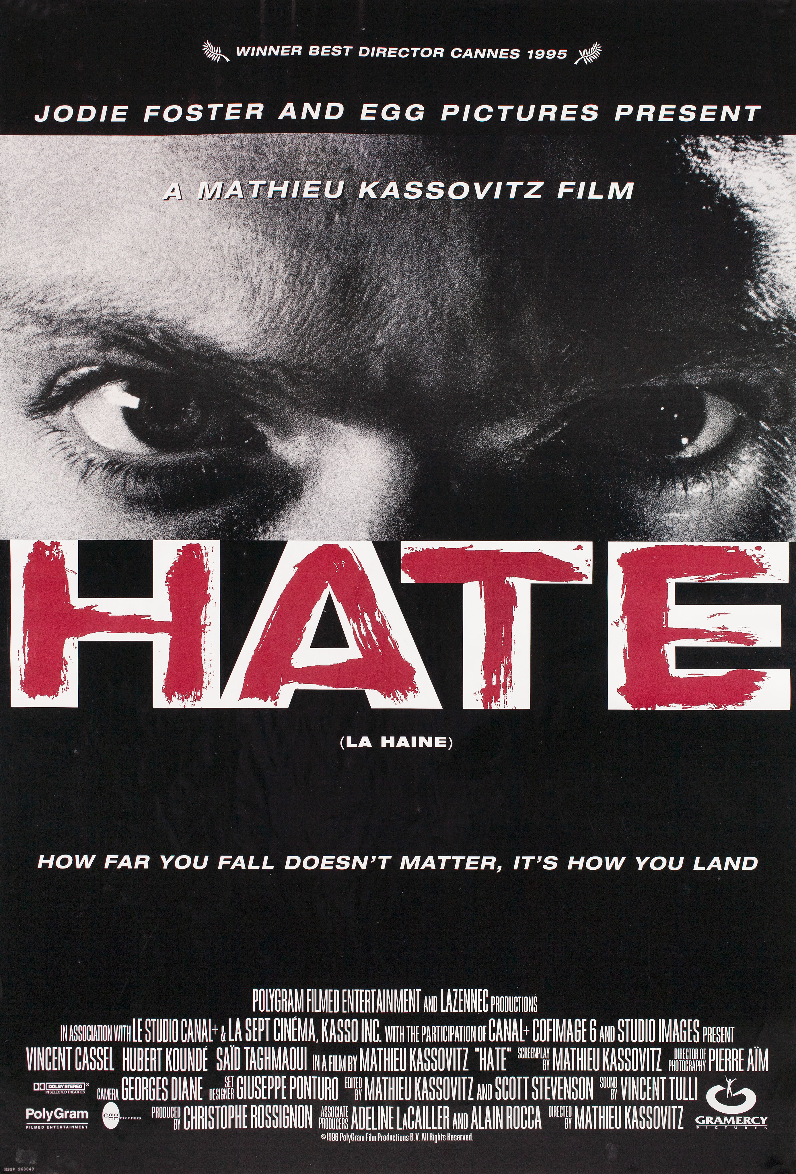Ненависть (La Haine, 1995), режиссёр Матье Кассовиц, американский постер к фильму, 1995 год