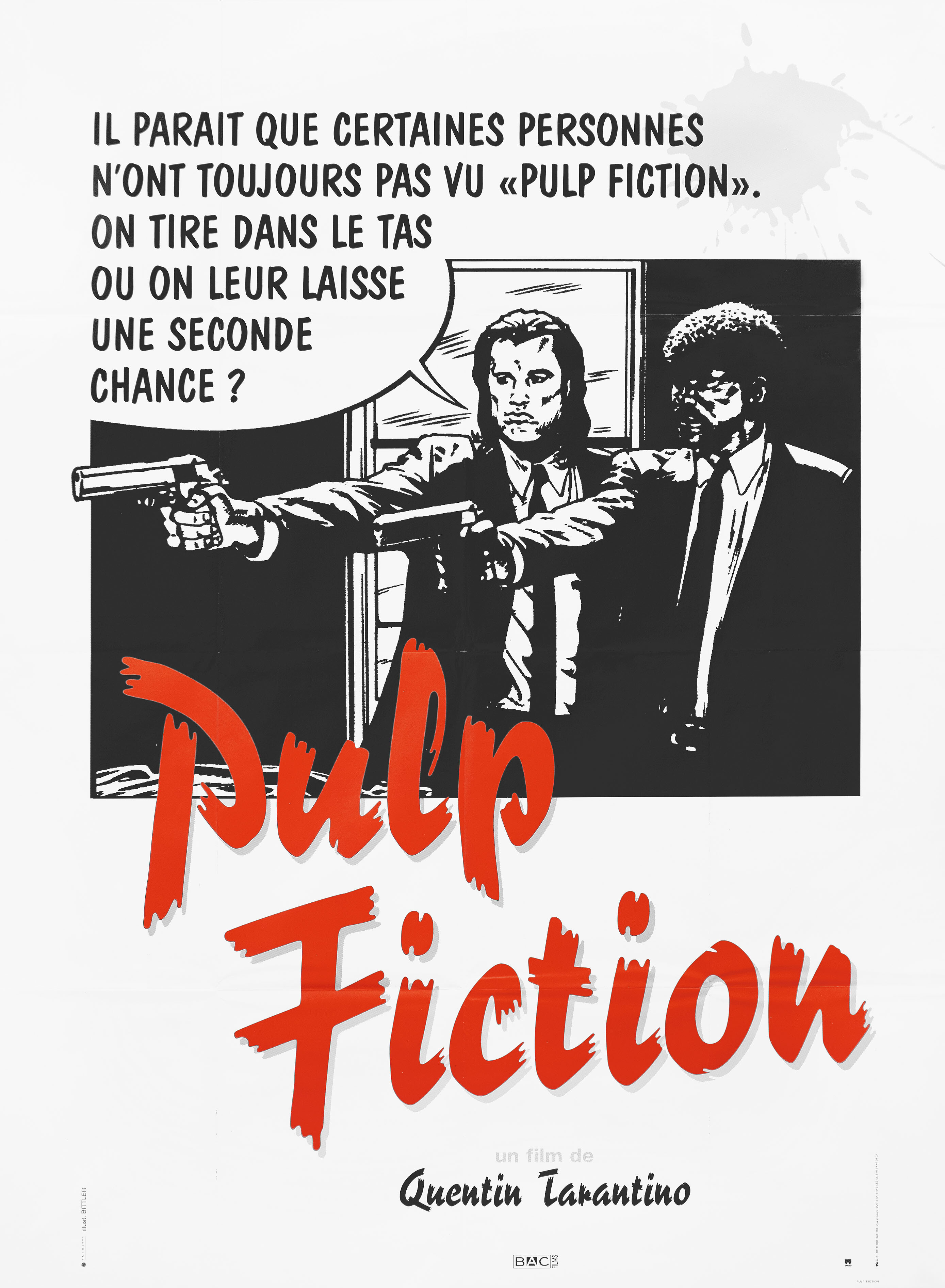 Криминальное чтиво (Pulp Fiction, 1994), режиссёр Квентин Тарантино, французский постер к фильму, автор Биттлер, 1995 год