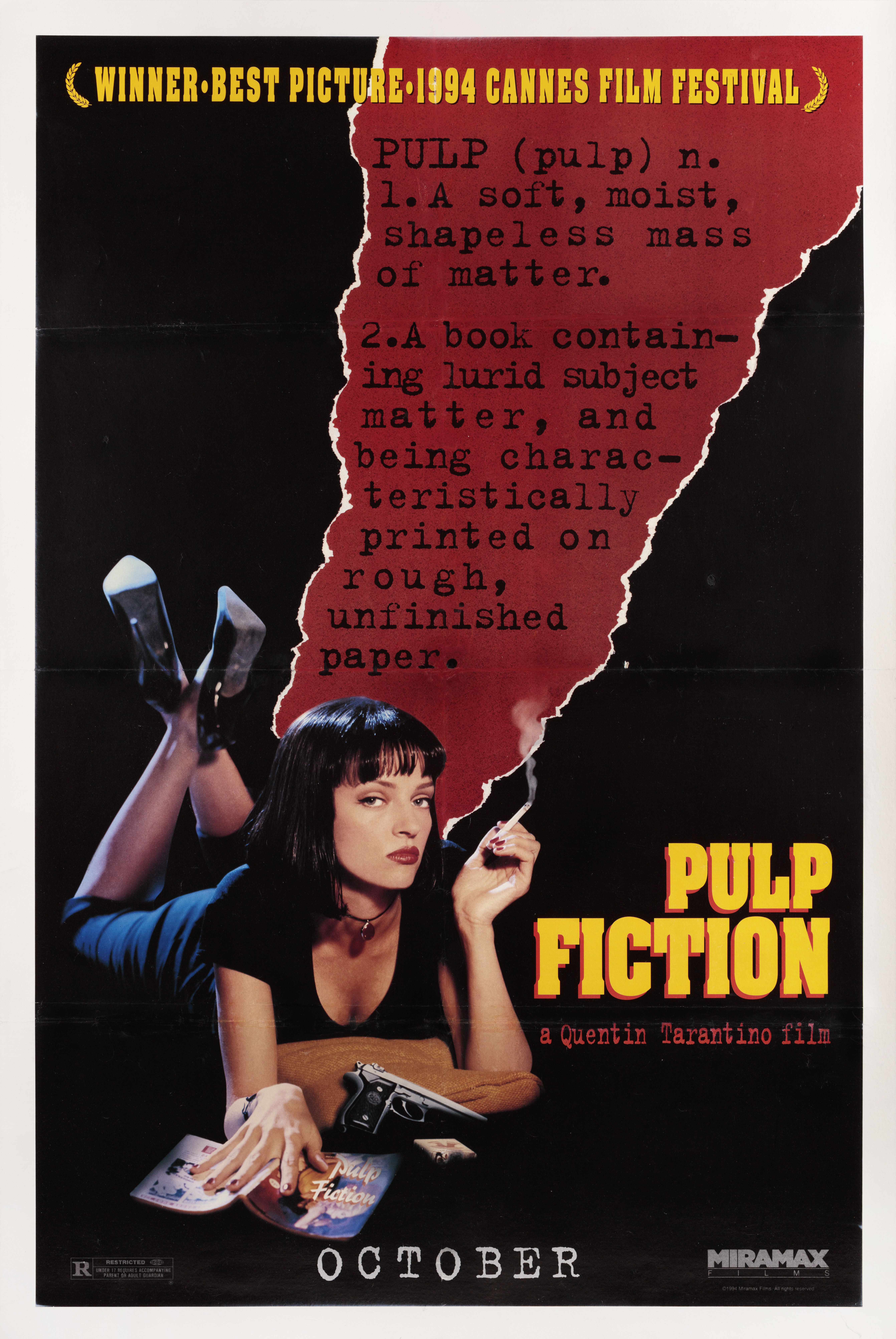 Криминальное чтиво (Pulp Fiction, 1994), режиссёр Квентин Тарантино, американский постер к фильму, 1994 год (1)
