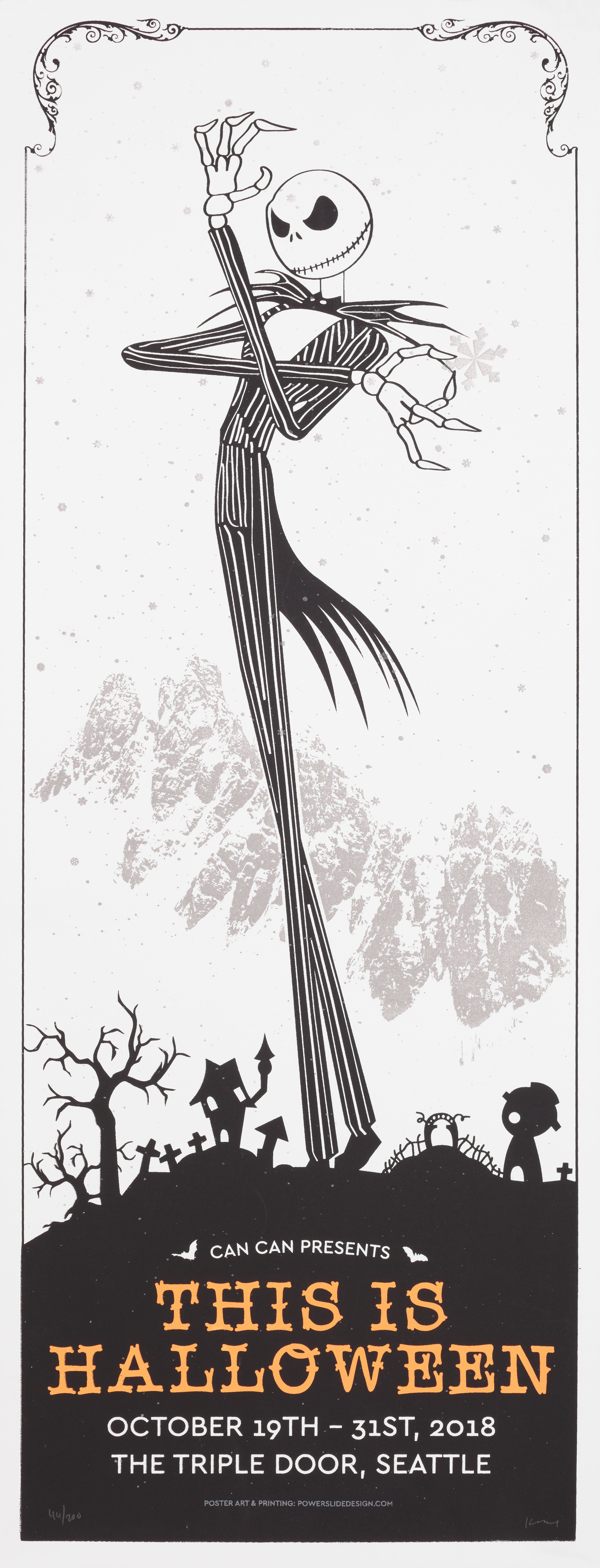 Кошмар перед Рождеством (The Nightmare Before Christmas, 1993), режиссёр Генри Селик, американский постер к фильму, автор Powerslide Design, 2018 год
