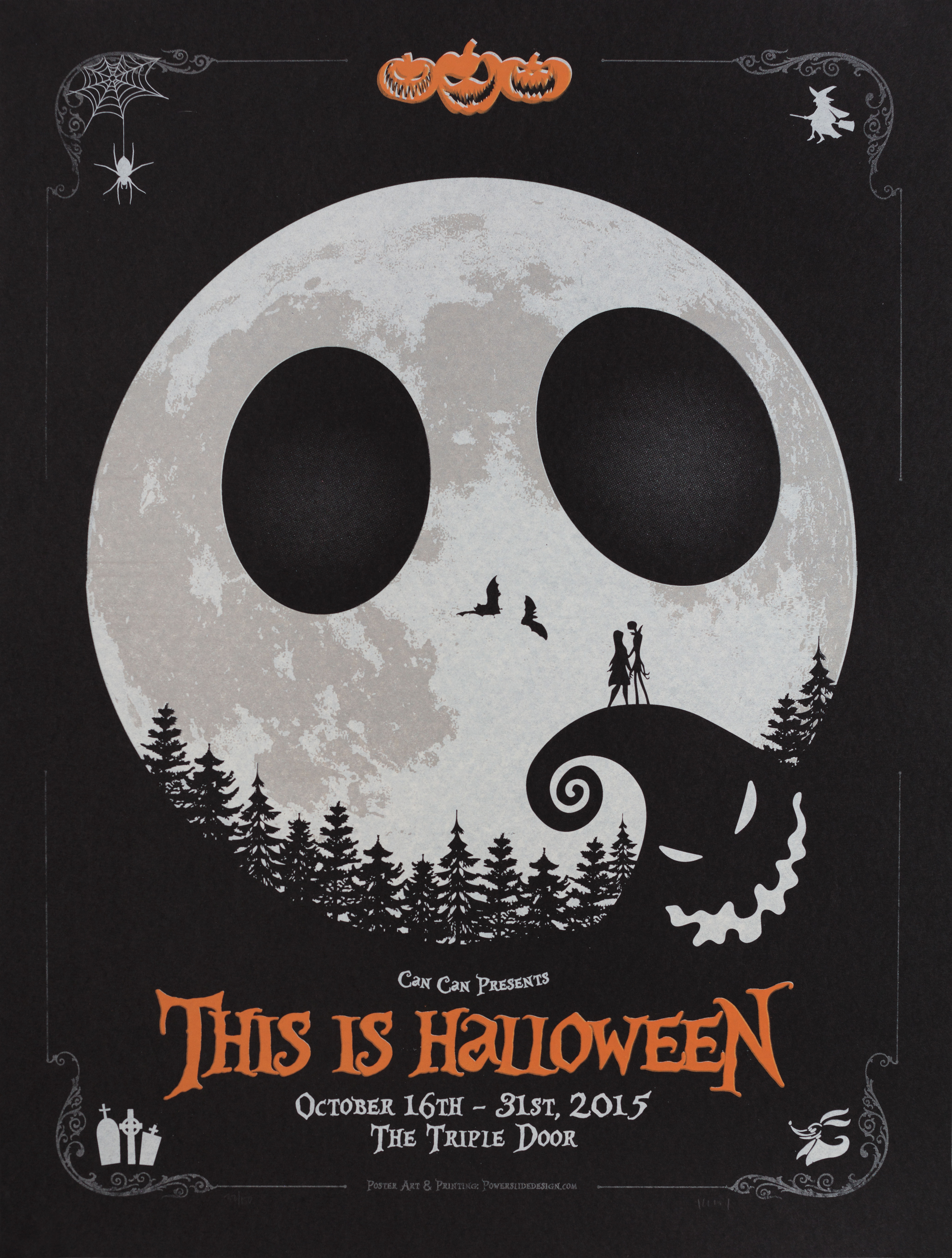Кошмар перед Рождеством (The Nightmare Before Christmas, 1993), режиссёр Генри Селик, американский постер к фильму, автор Powerslide Design, 2015 год