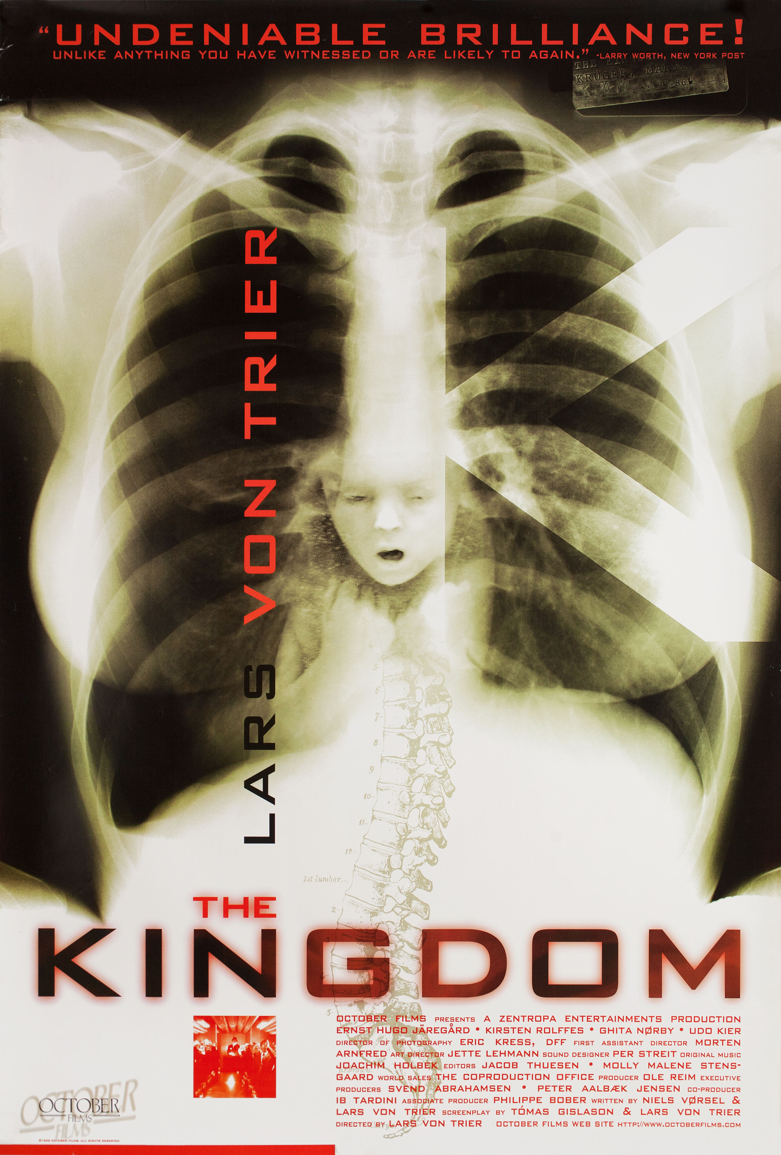 Королевство (The Kingdom, 1994), режиссёр Ларс фон Триер, американский постер к фильму, 1995 год