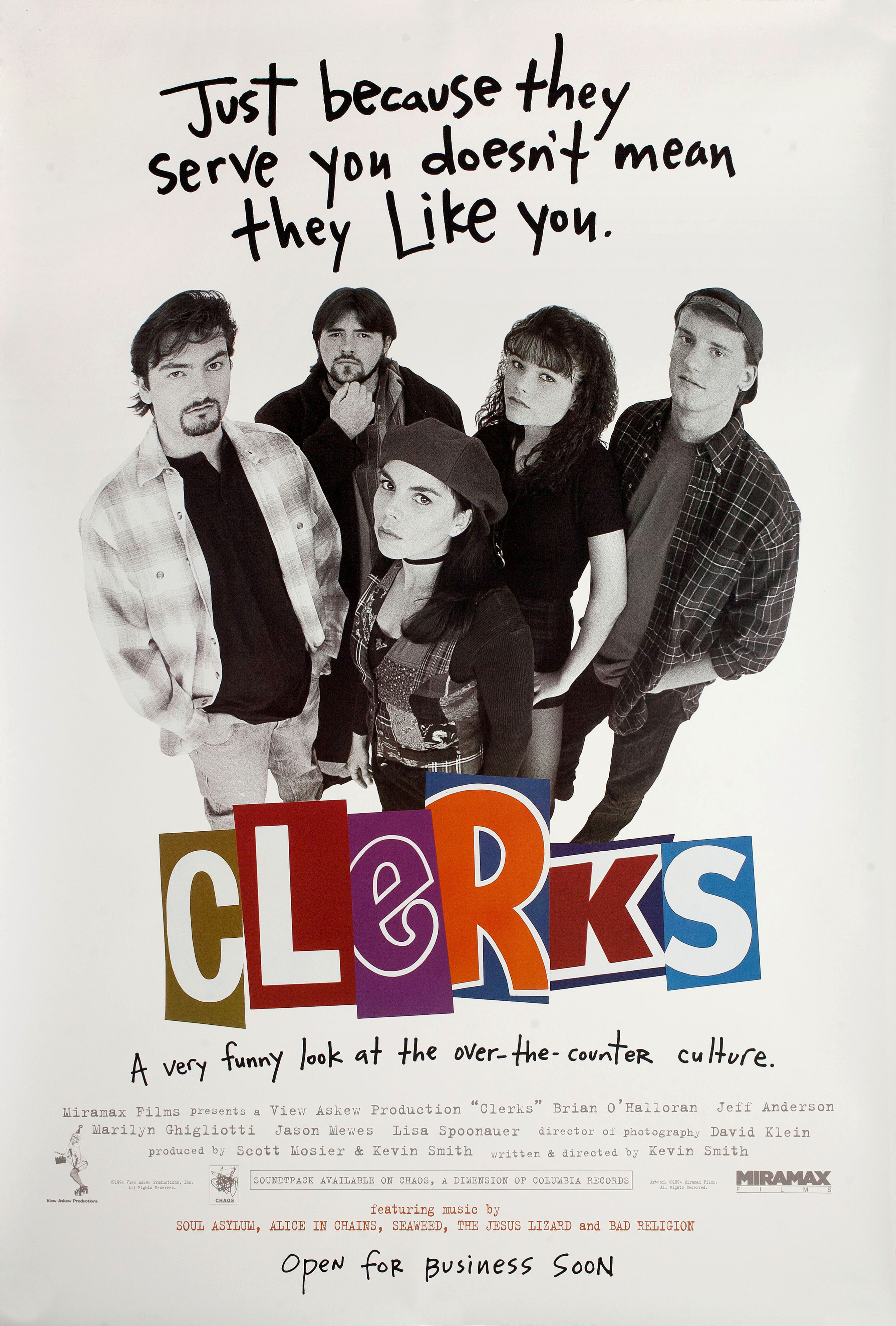 Клерки (Clerks, 1994), режиссёр Кевин Смит, американский постер к фильму, 1994 год