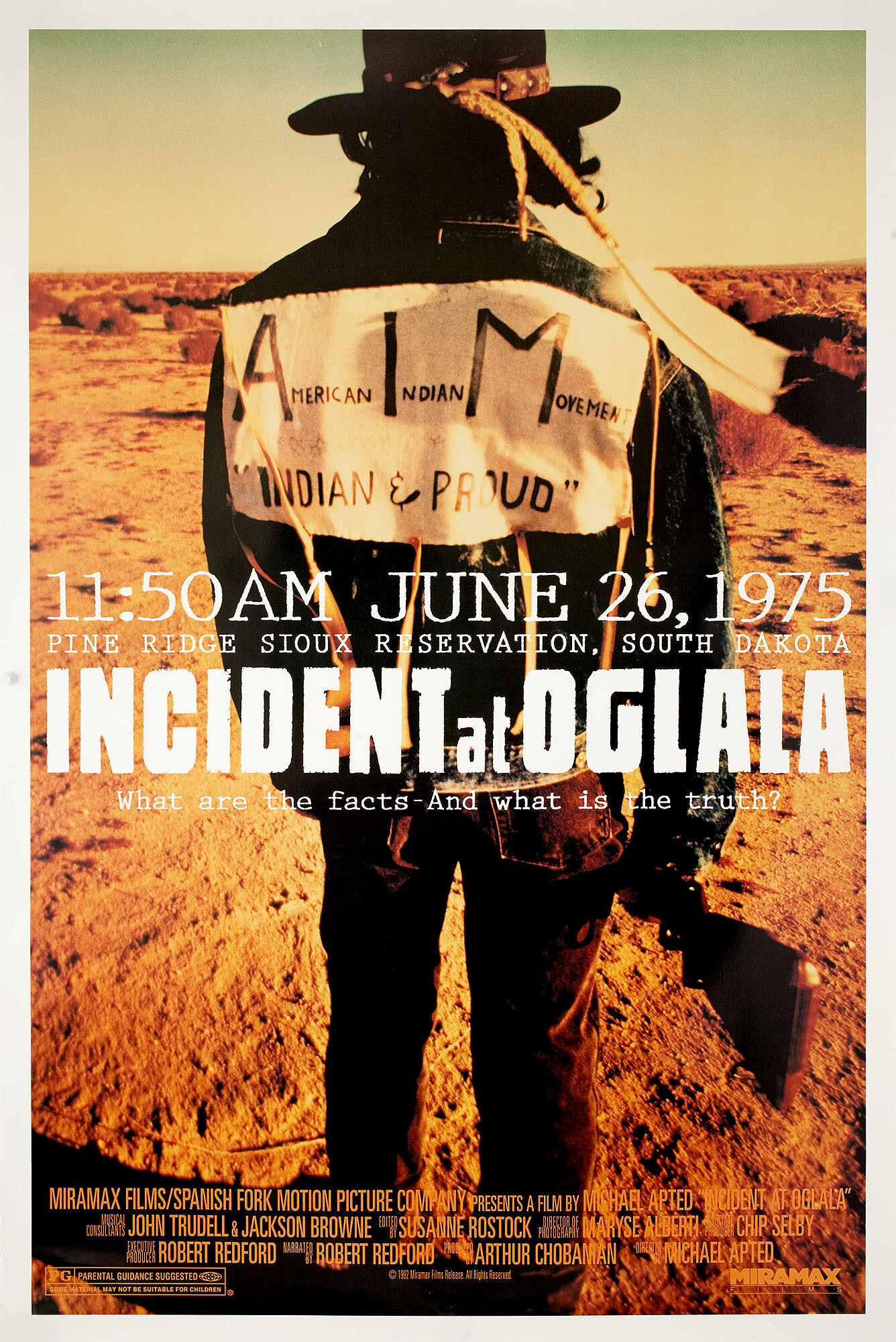 Происшествие в Оглалу (Incident at Oglala, 1992), режиссёр Майкл Аптед, американский постер к фильму, 1992 год