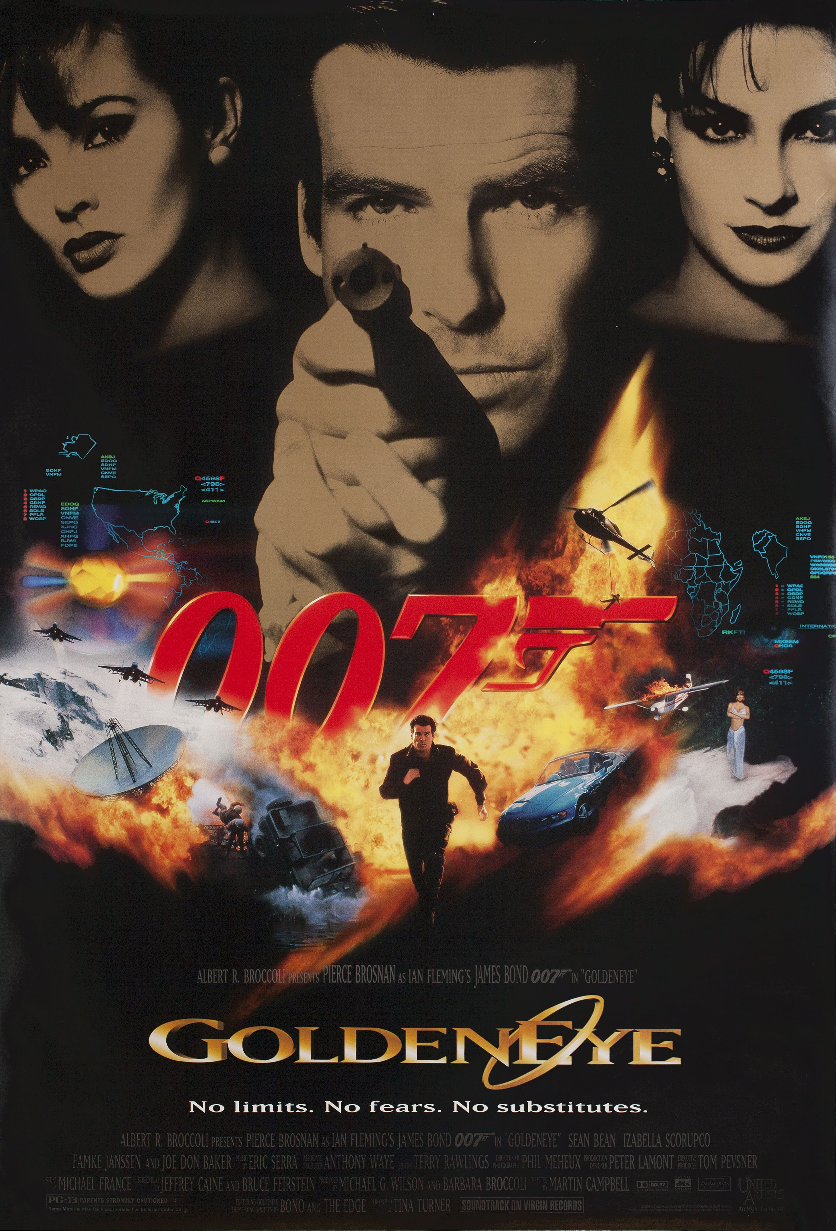 Золотой глаз (GoldenEye, 1995), режиссёр Мартин Кэмпбелл, американский постер к фильму, 1995 год