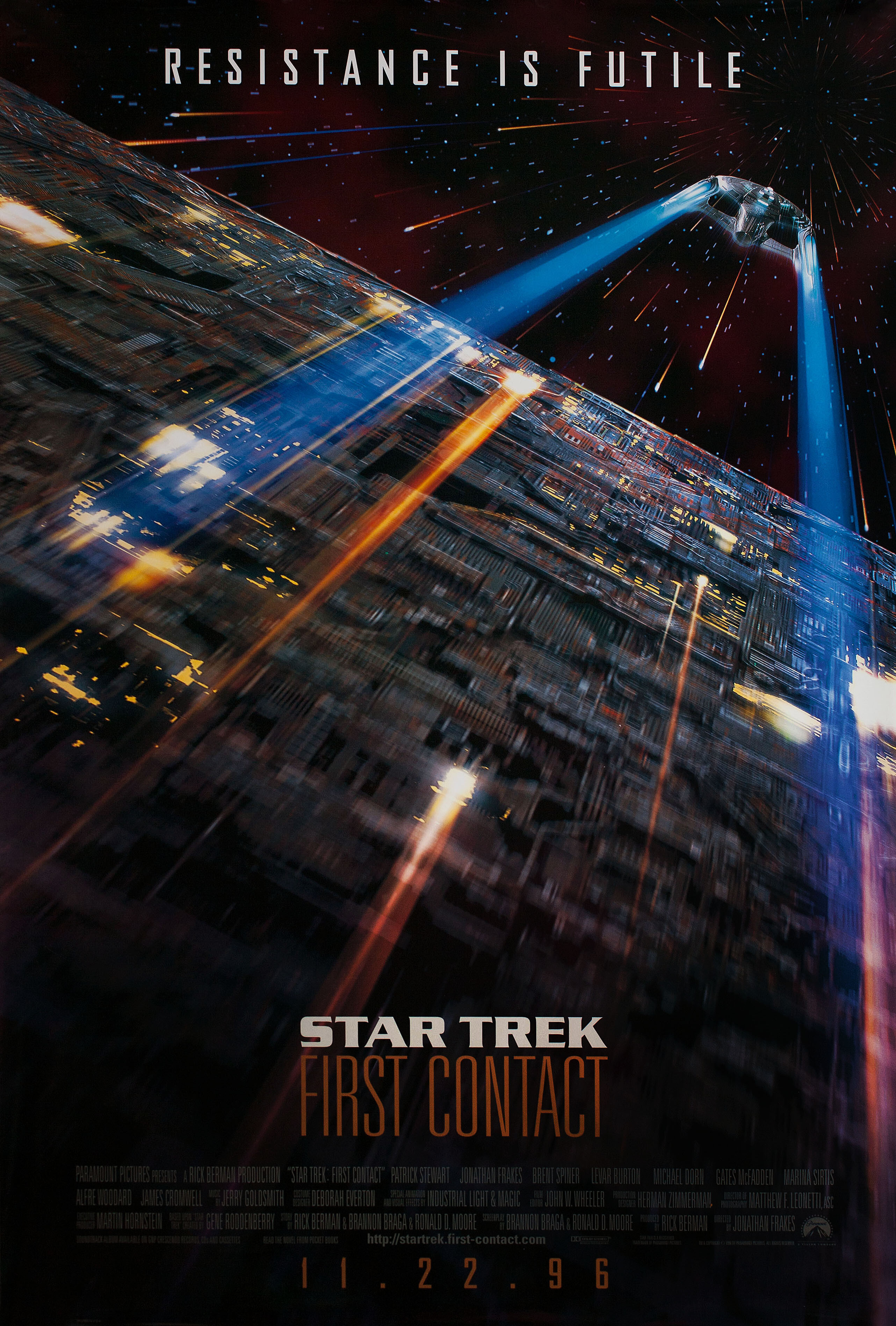 Звездный путь: Первый контакт (Star Trek First Contact, 1996), режиссёр Джонатан Фрейкс, американский постер к фильму
