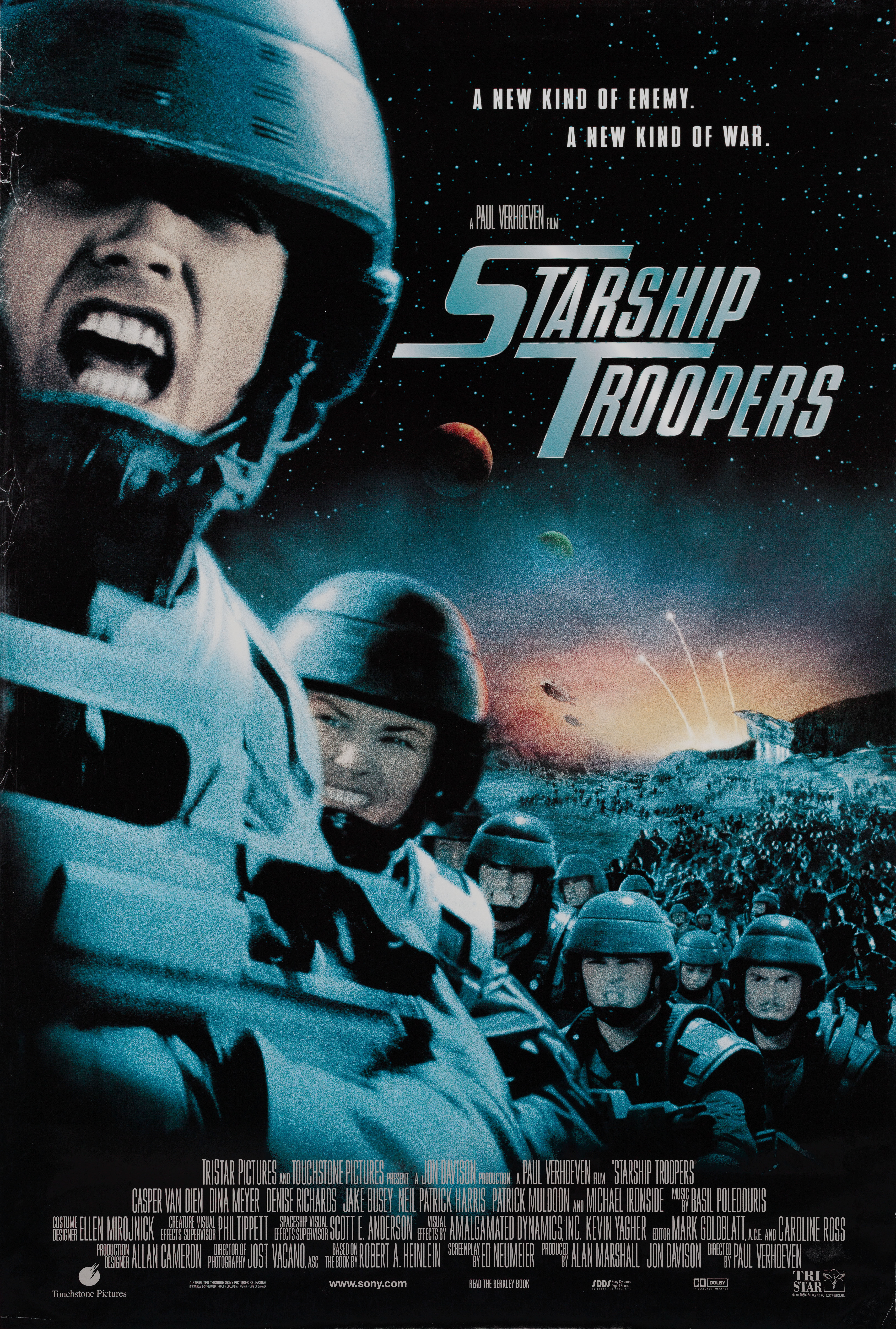 Звездный десант (Starship Troopers, 1997), режиссёр Пол Верховен, американский постер к фильму, 1997 год