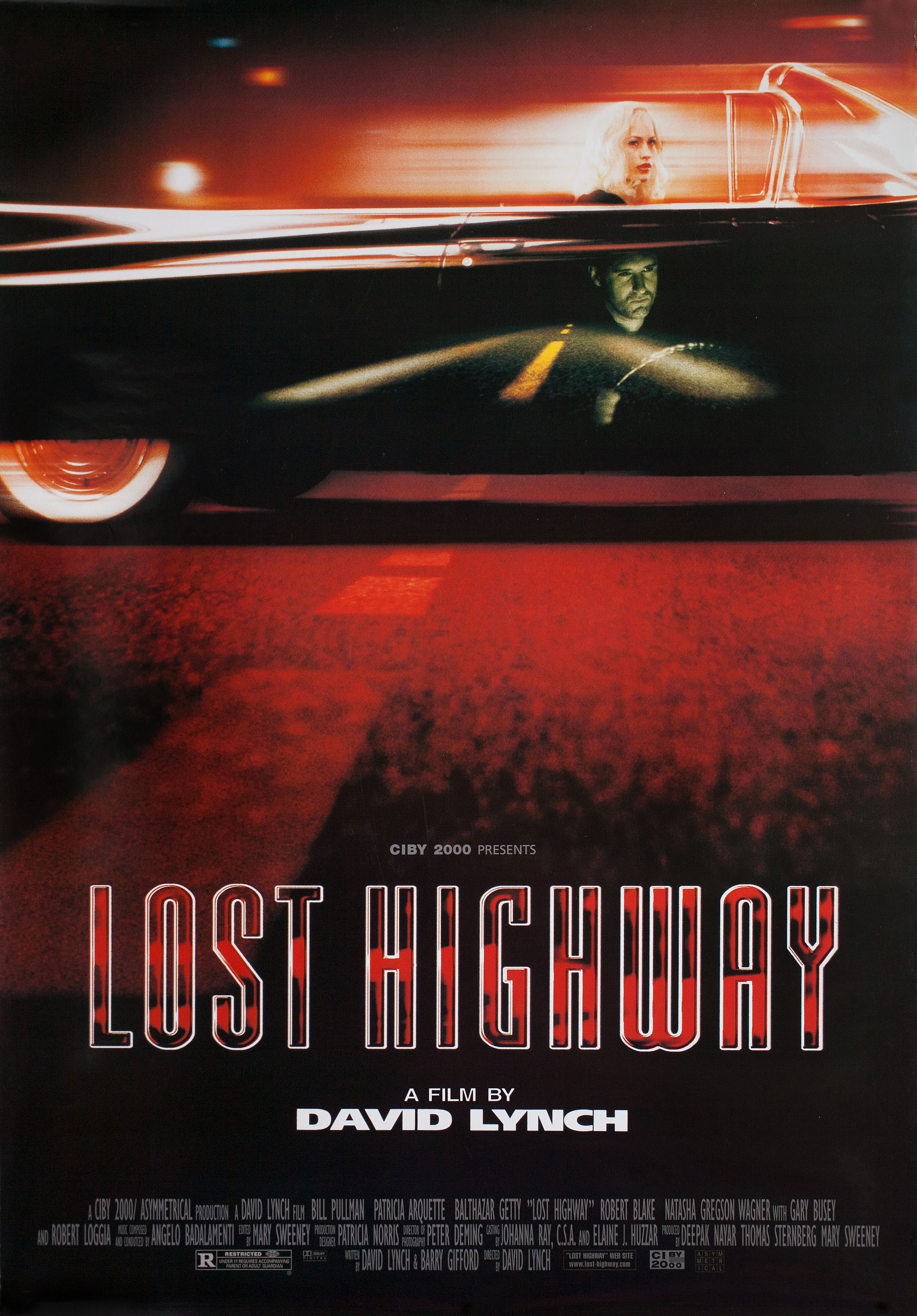 Шоссе в никуда (Lost Highway, 1997), режиссёр Дэвид Линч, американский постер к фильму, 1997 год