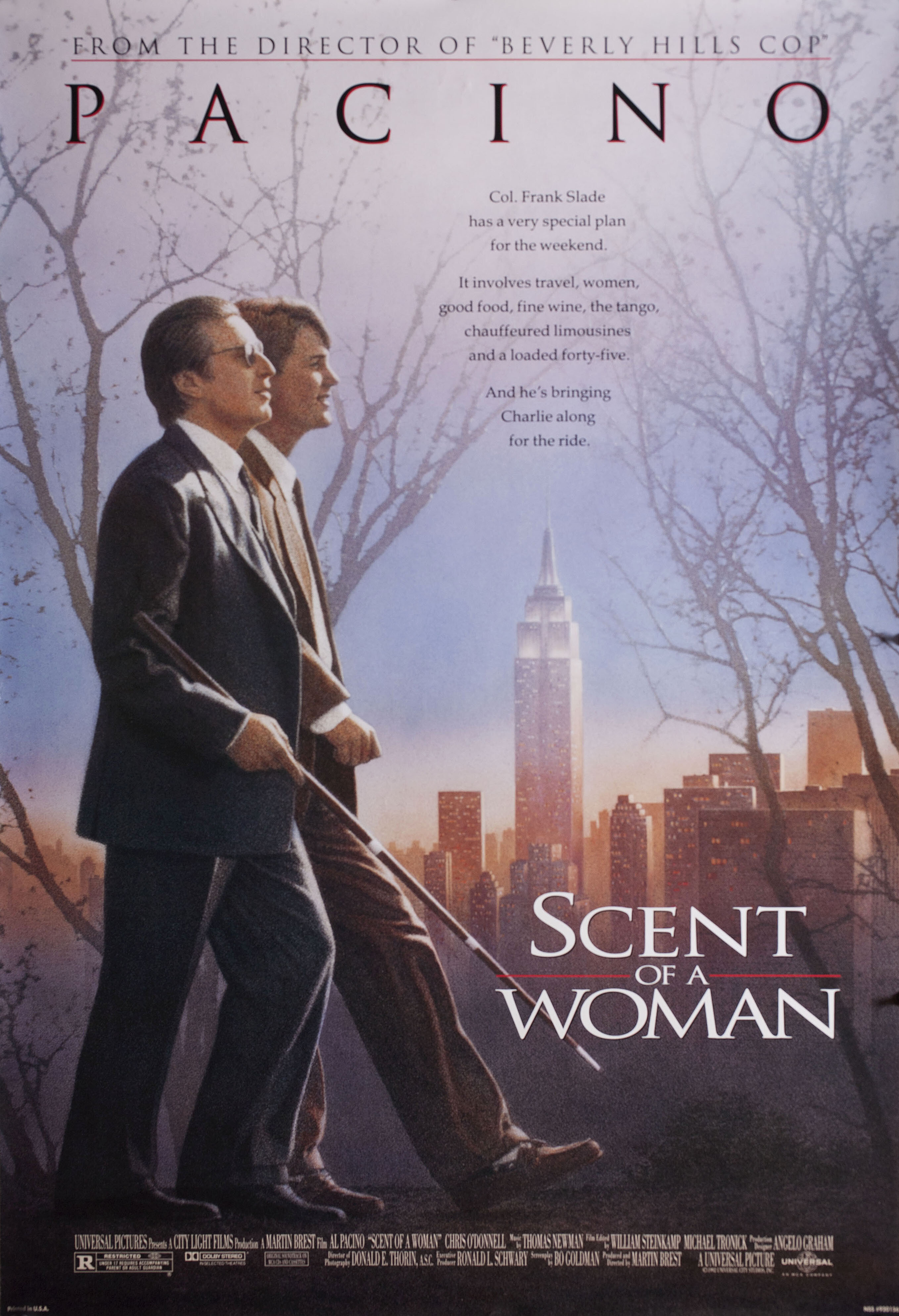 Запах женщины (Scent of a Woman, 1992), режиссёр Мартин Брест, американский постер к фильму, 1992 год