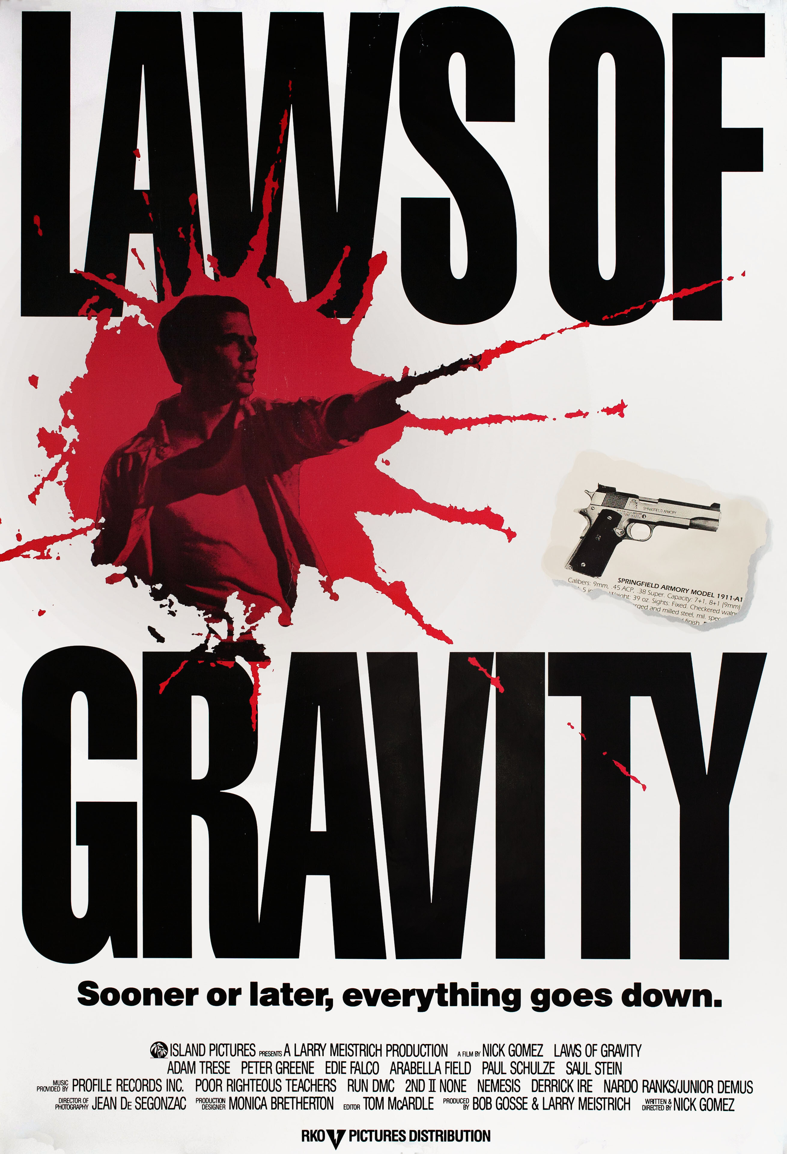 Закон неизбежности (Laws of Gravity, 1992), режиссёр Ник Гомес, американский постер к фильму, 1992 год