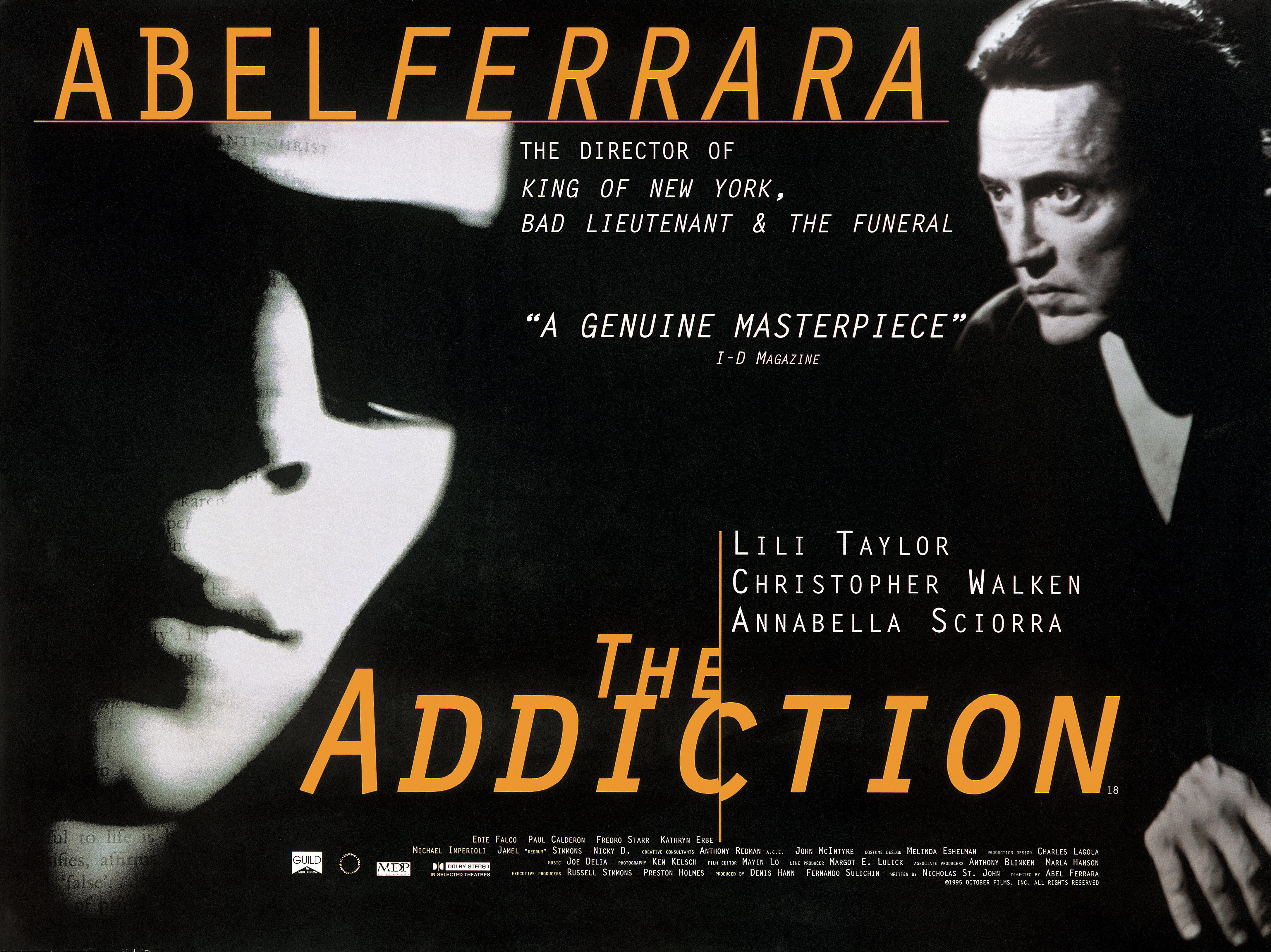 Зависимость (The Addiction, 1995), режиссёр Абель Феррара, британский постер к фильму, 1995 год
