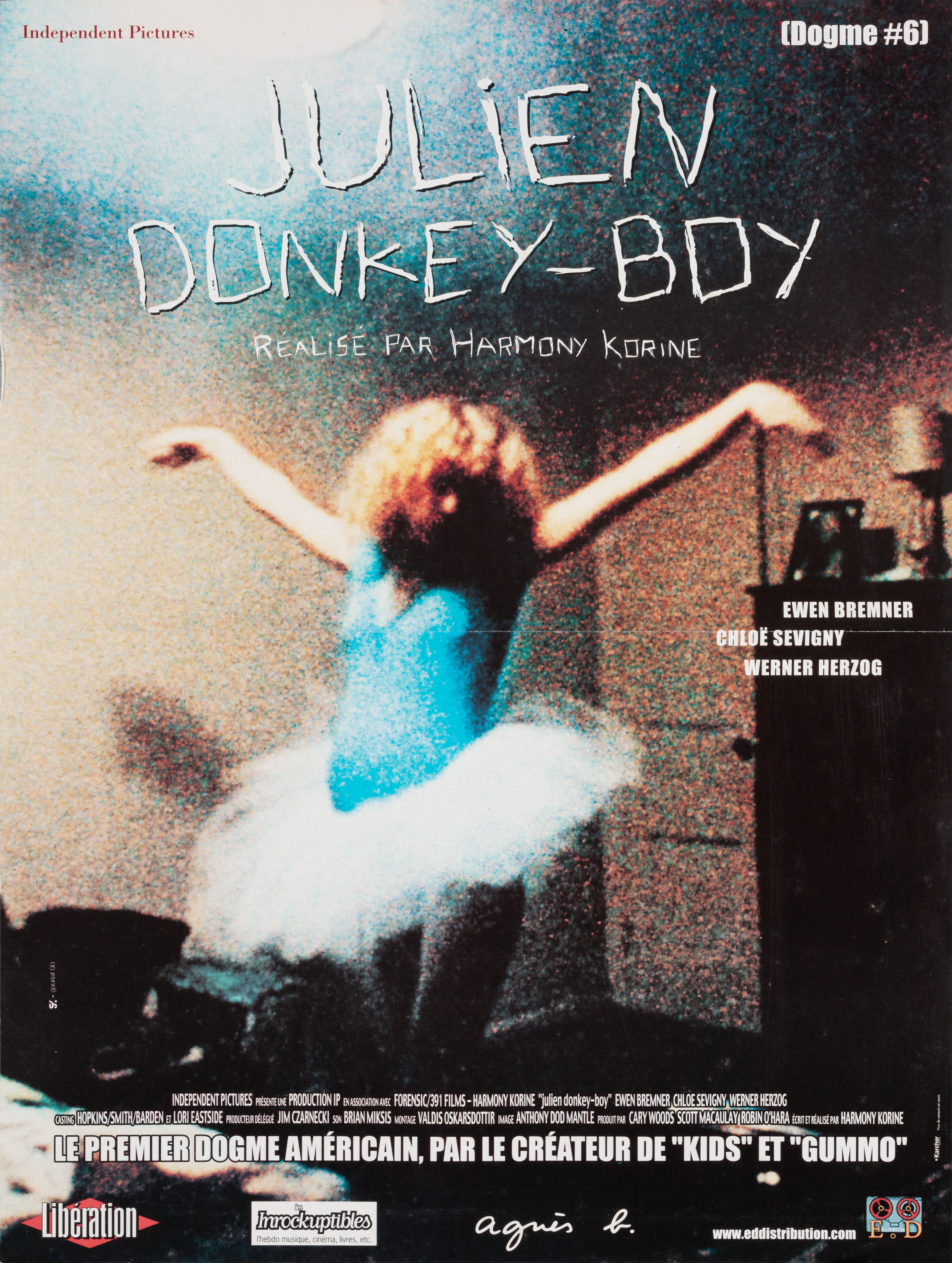 Осленок Джулиэн (Julien Donkey-Boy, 1999), режиссёр Хармони Корин, французский постер к фильму, 1999 год