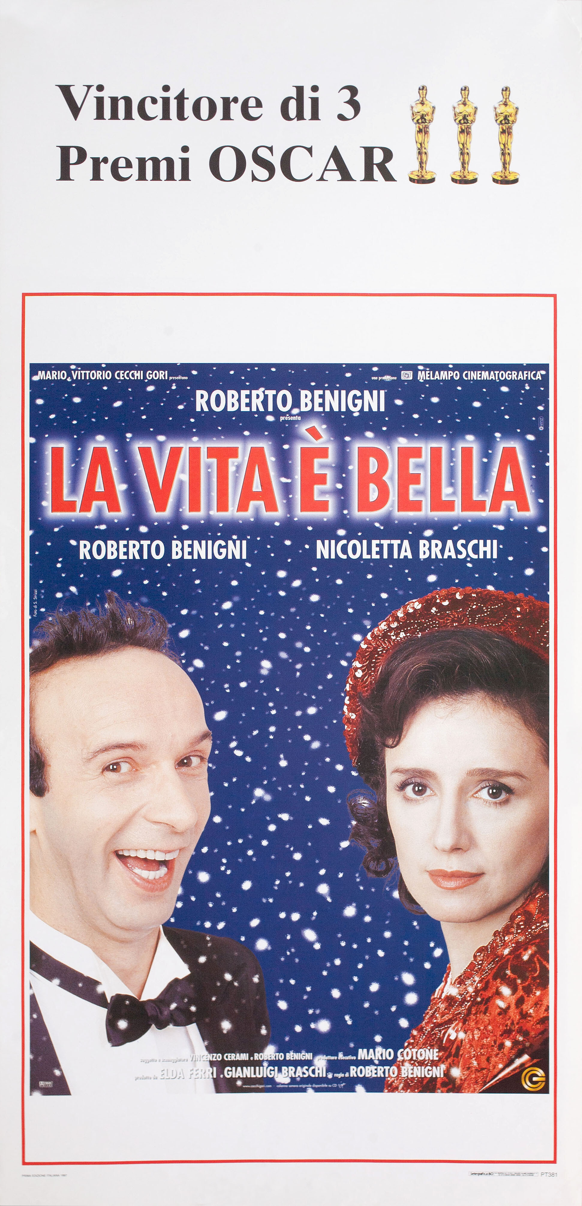 Жизнь прекрасна (Life Is Beautiful, 1997), режиссёр Роберто Бениньи, итальянский постер к фильму, 1998 год