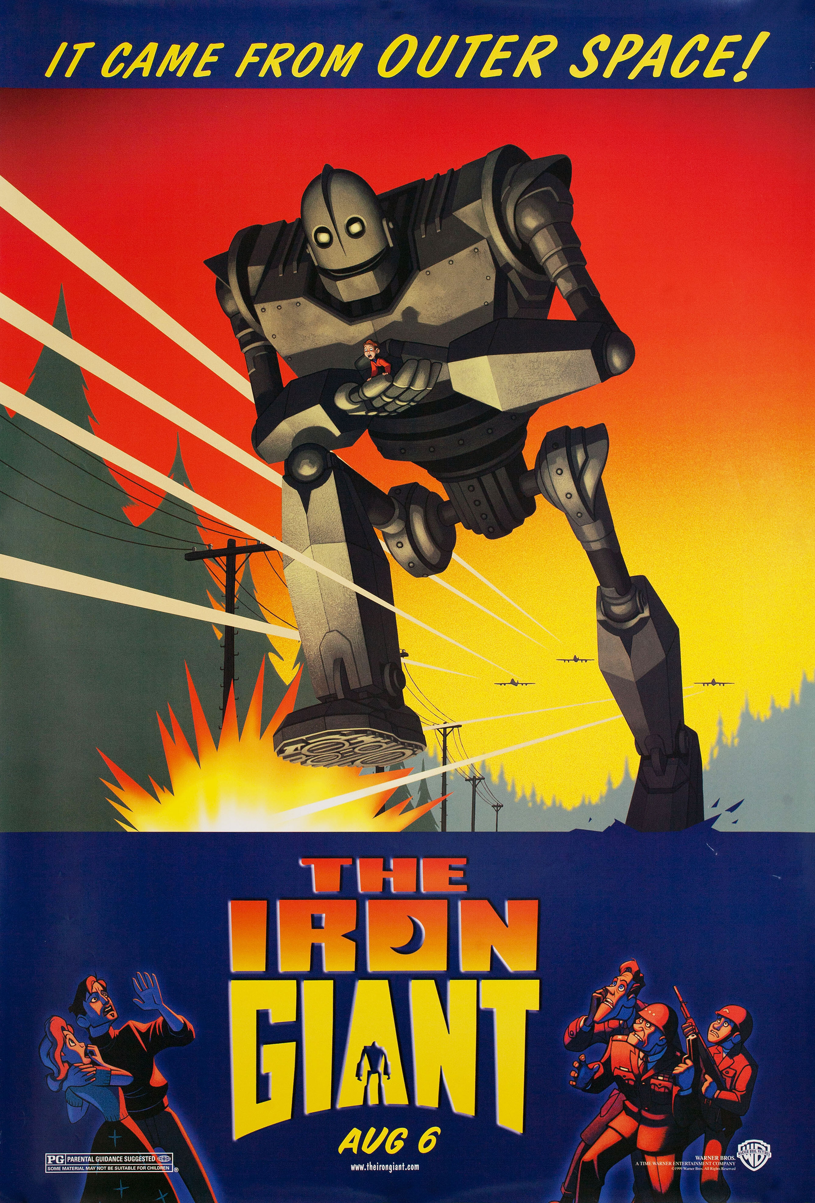 Стальной гигант (The Iron Giant, 1999), режиссёр Брэд Бёрд, американский постер к мультфильму, 1999 год
