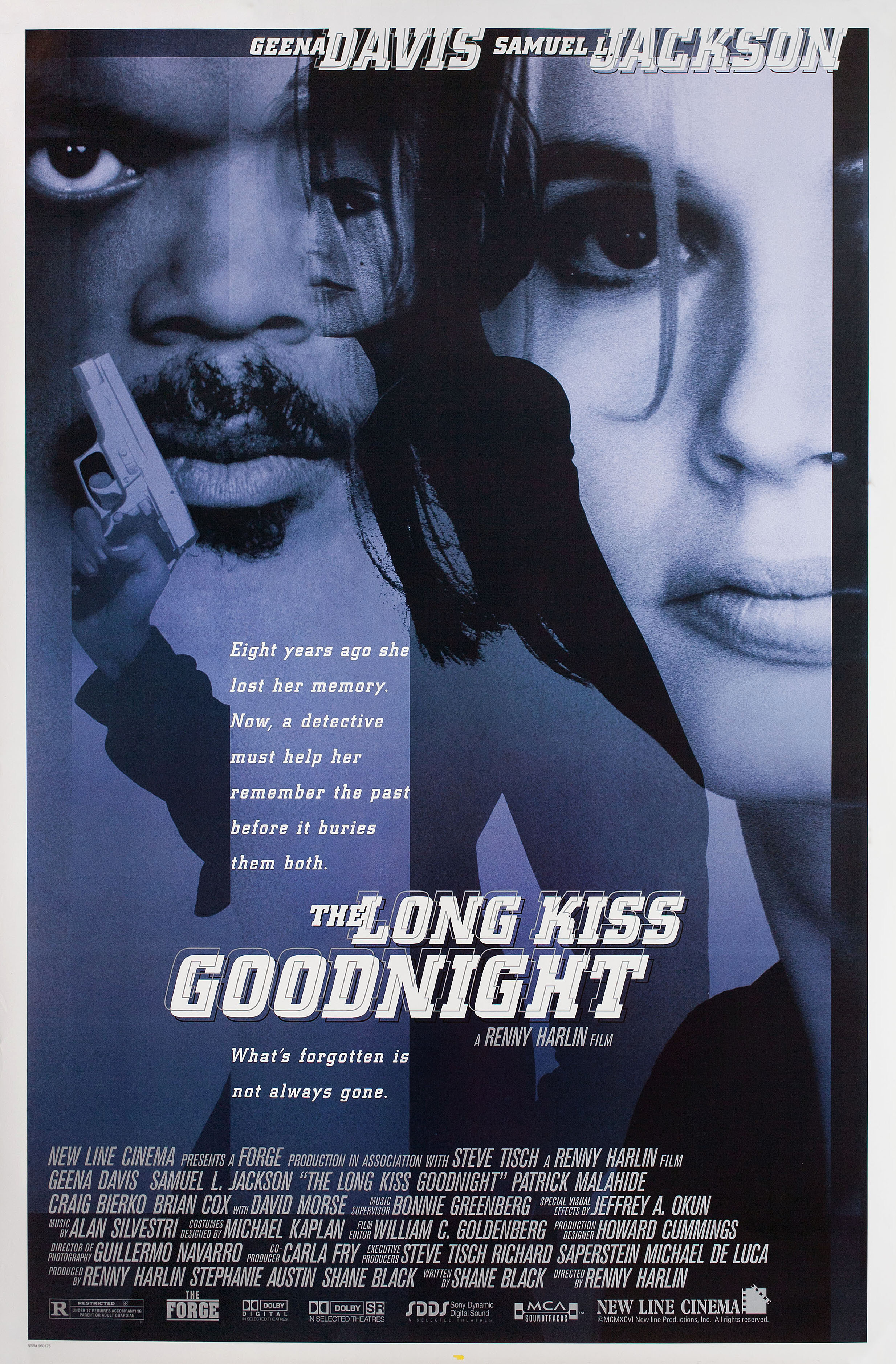 Долгий поцелуй на ночь (The Long Kiss Goodnight, 1996), режиссёр Ренни Харлин, американский постер к фильму, 1996 год