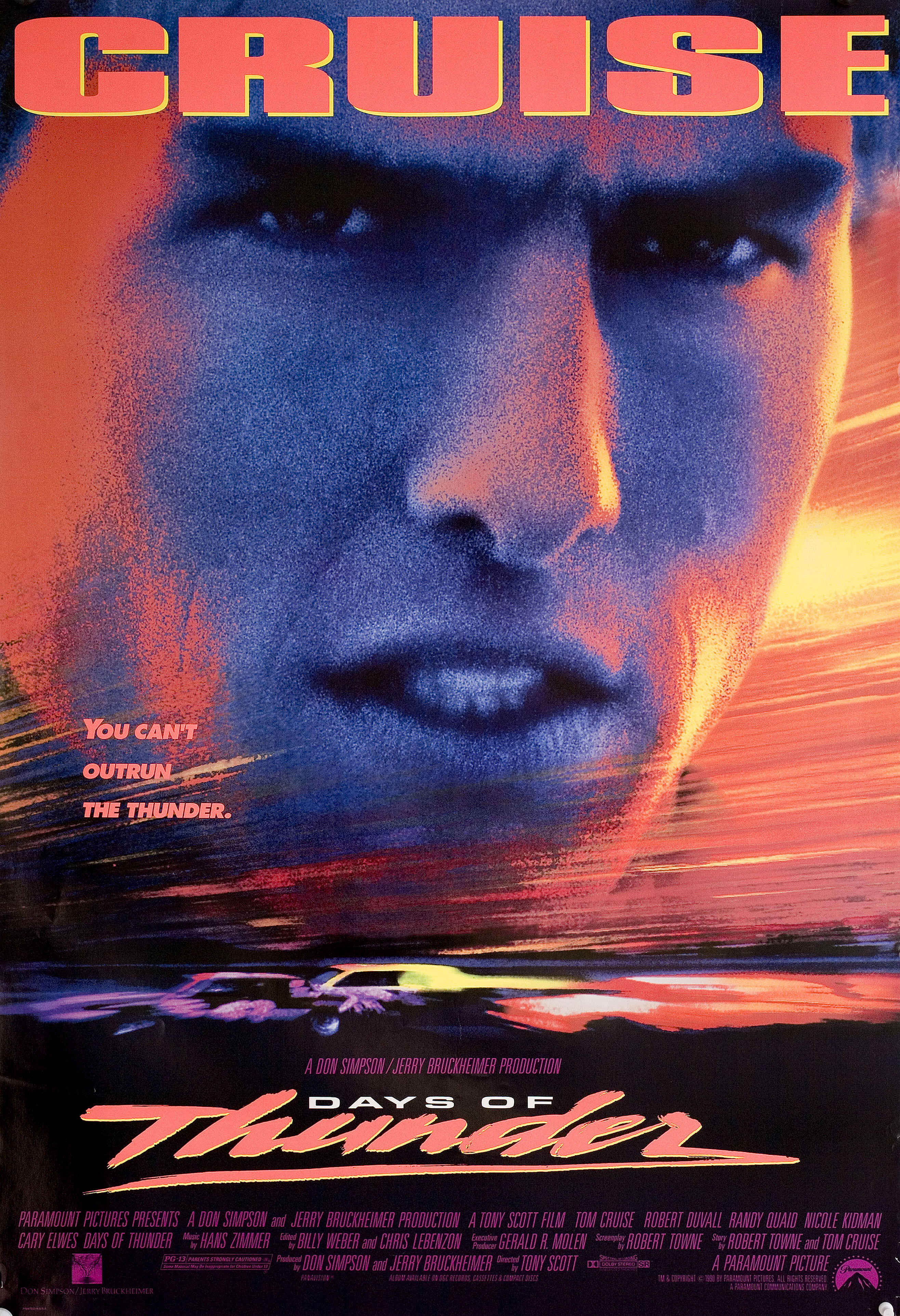 Дни грома (Days of Thunder, 1990), режиссёр Тони Скотт, американский постер к фильму, 1990 год