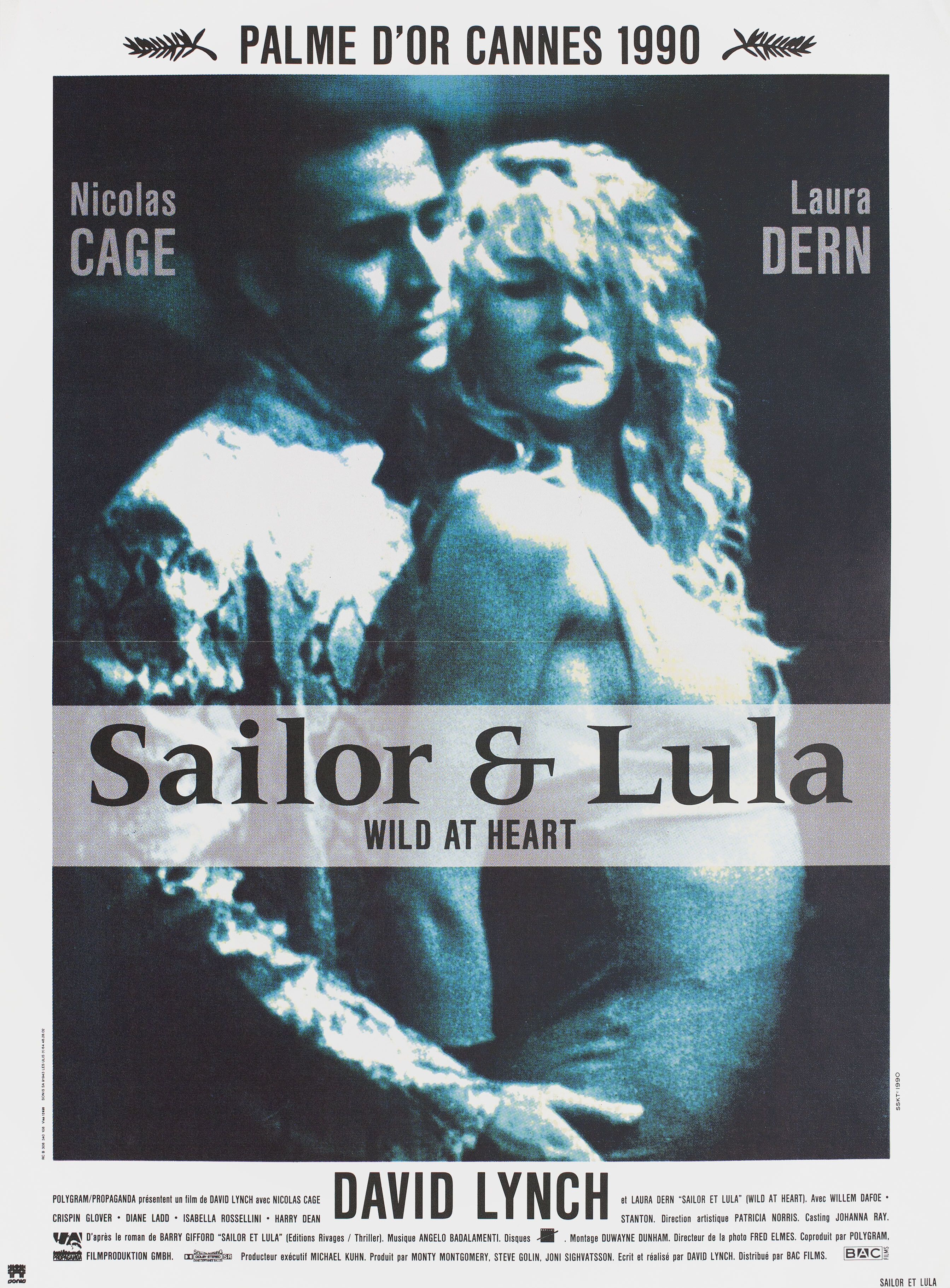 Дикие сердцем (Wild at Heart, 1990), режиссёр Дэвид Линч, французский постер к фильму, 1990 год