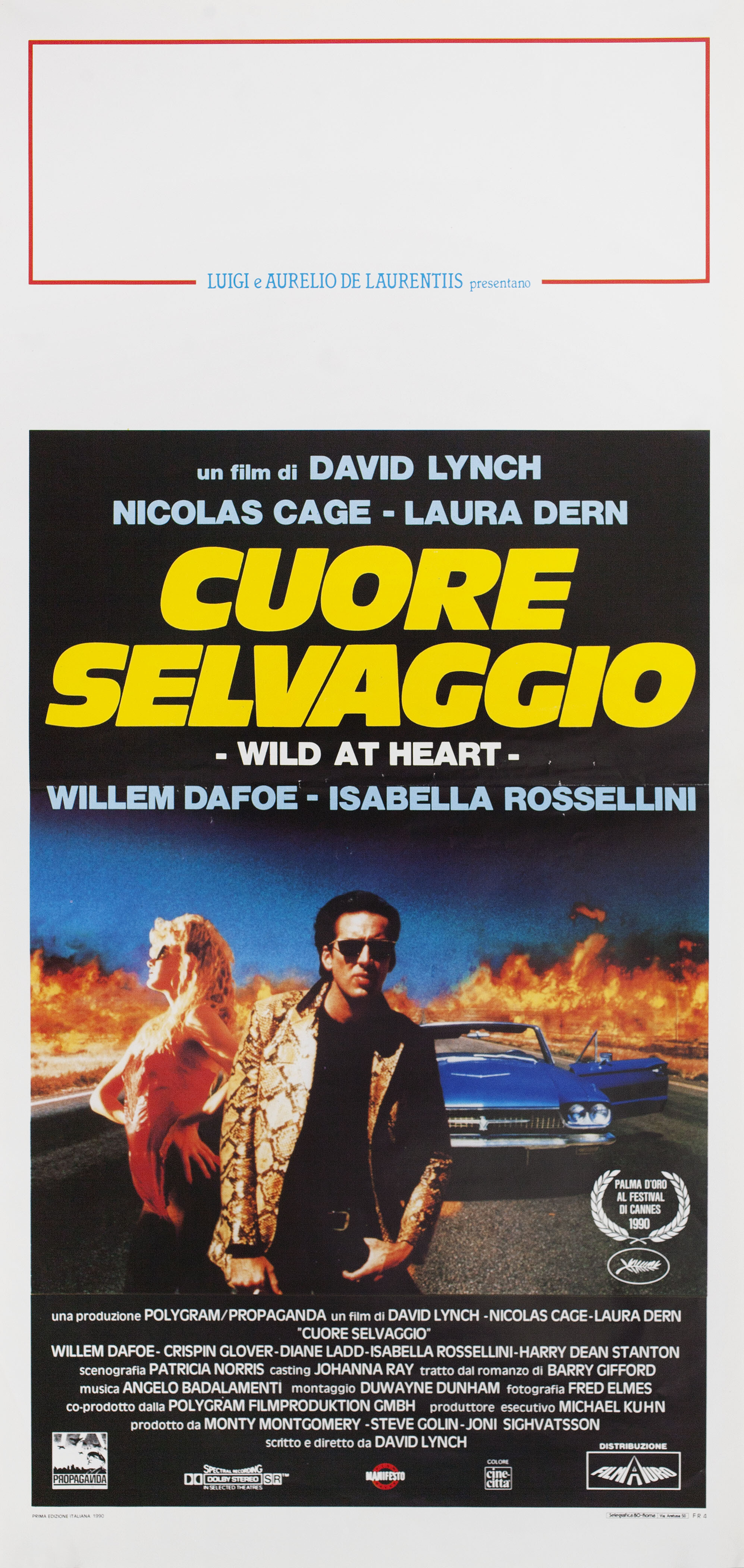 Дикие сердцем (Wild at Heart, 1990), режиссёр Дэвид Линч, итальянский постер к фильму, 1990 год