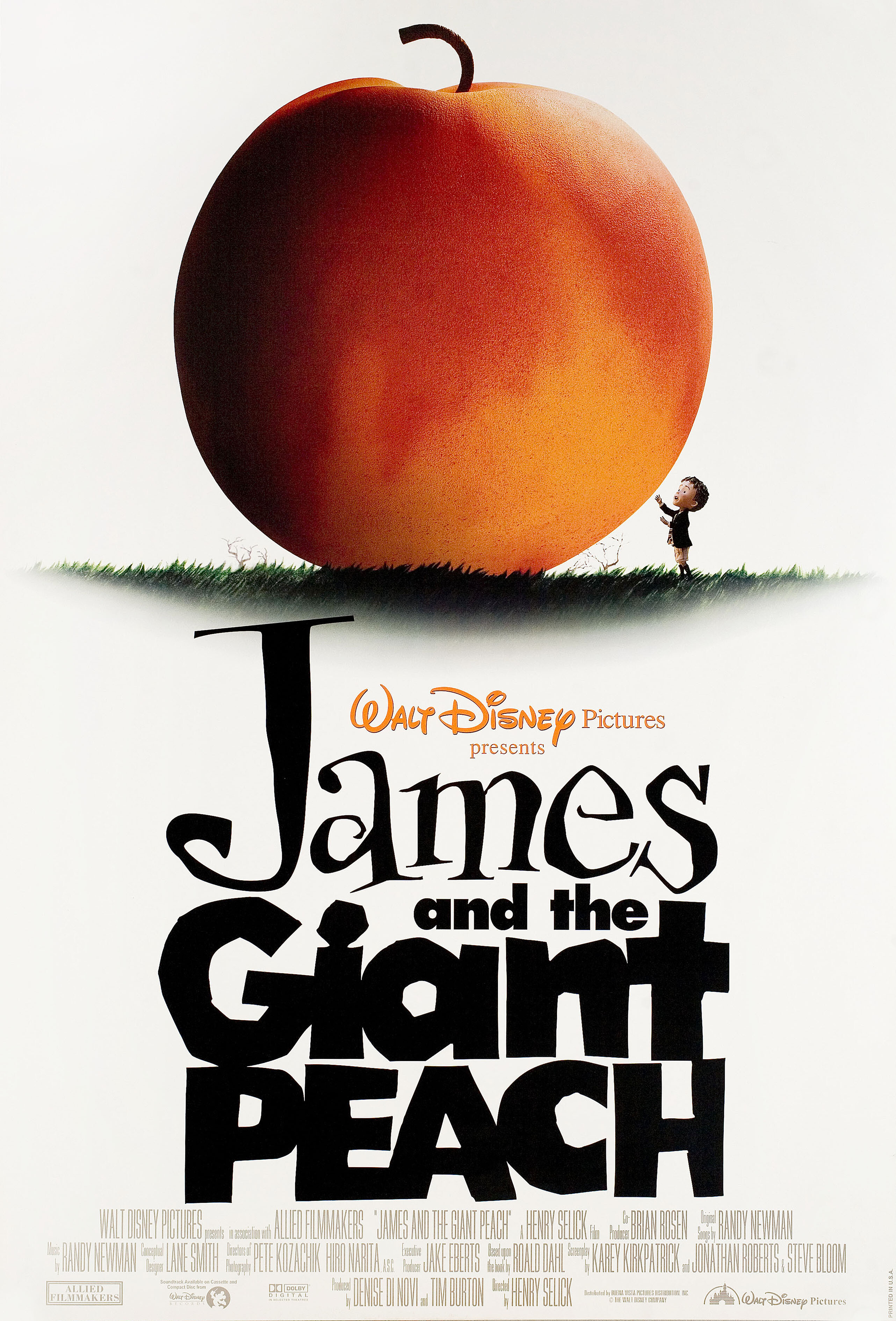 Джеймс и гигантский персик (James and the Giant Peach, 1996), режиссёр Генри Селик, американский постер к мультфильму, 1996 год