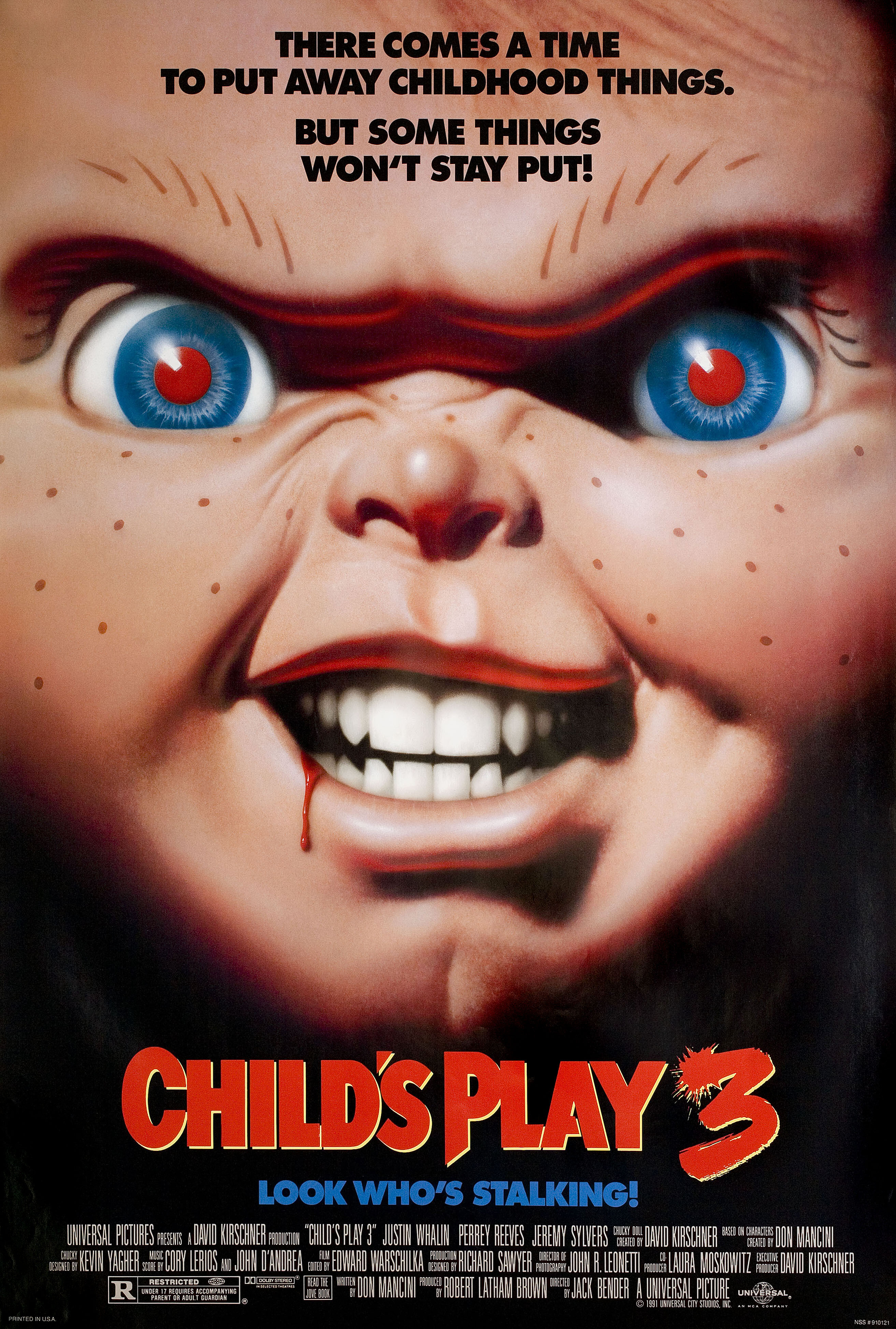 Детские игры 3 (Child's Play 3, 1991), режиссёр Джек Бендер, американский постер к фильму, 1991 год