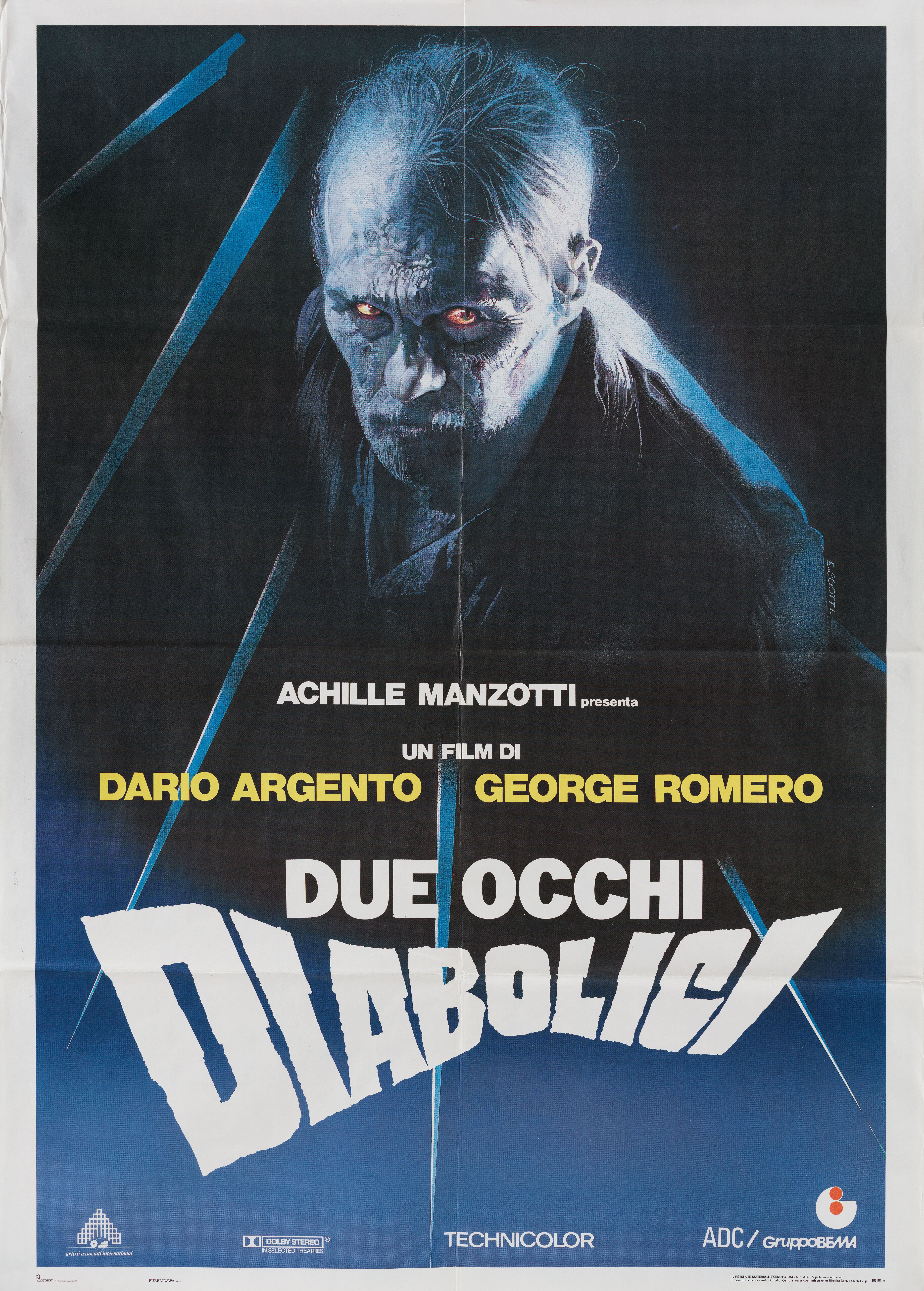 Два злобных глаза (Two Evil Eyes, 1990), режиссёр Дарио Ардженто, итальянский постер к фильму, автор Скотти, 1990 год