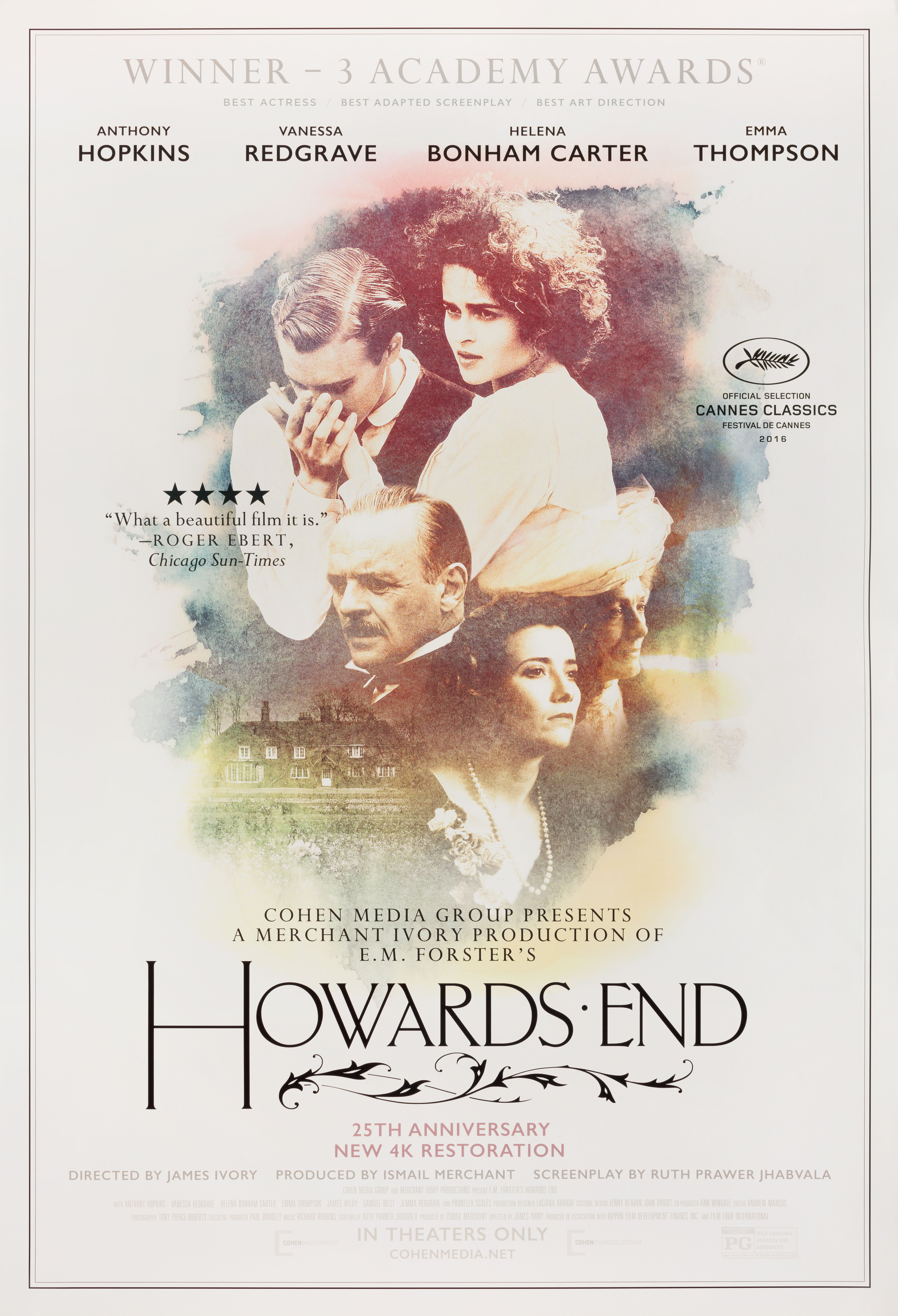Говардс-Энд (Howards End, 1992), режиссёр Джеймс Айвори, американский постер к фильму, 2017 год