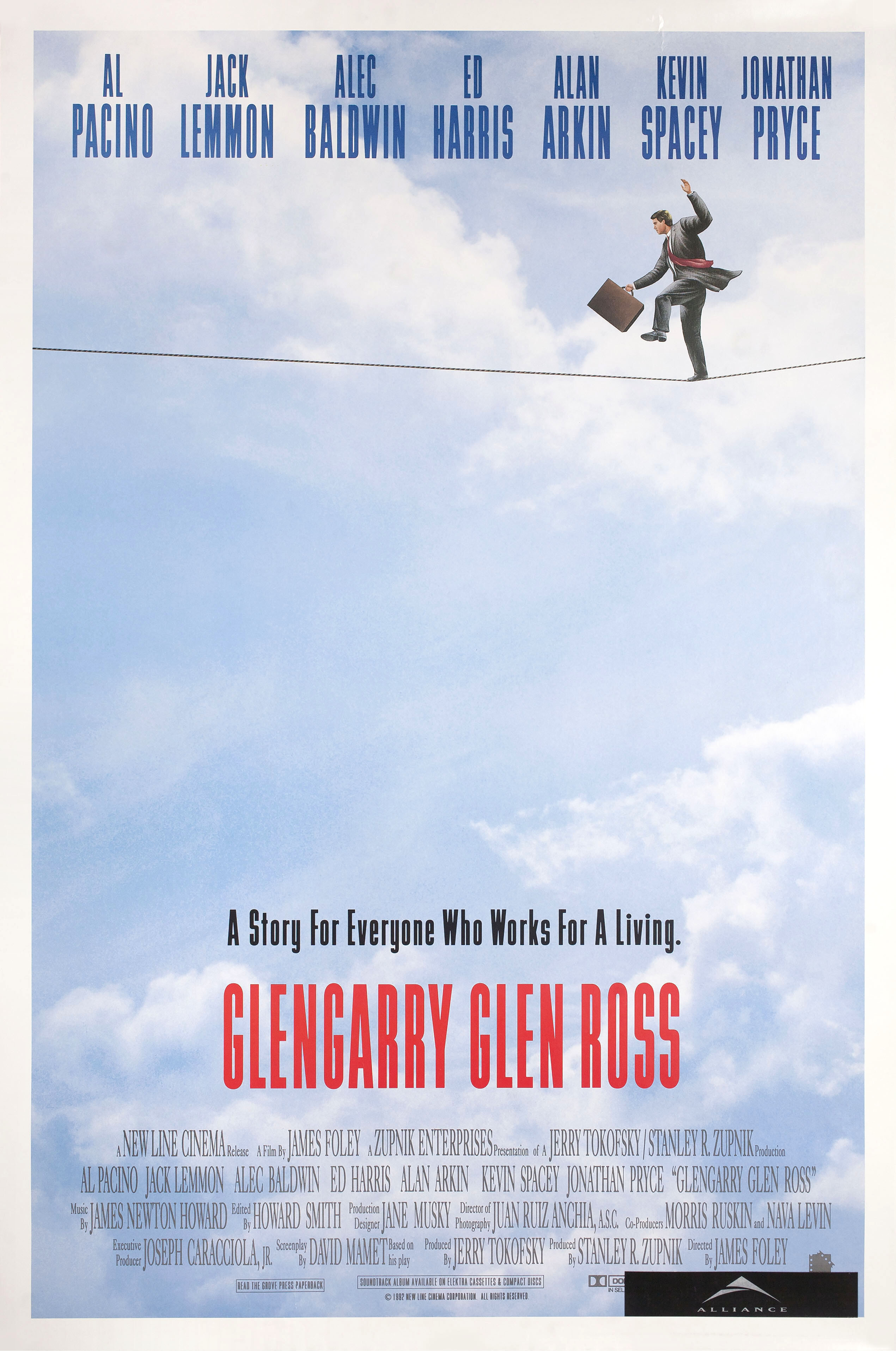 Гленгарри Глен Росс (Glengarry Glen Ross, 1992), режиссёр Джеймс Фоули, американский постер к фильму, 1992 год