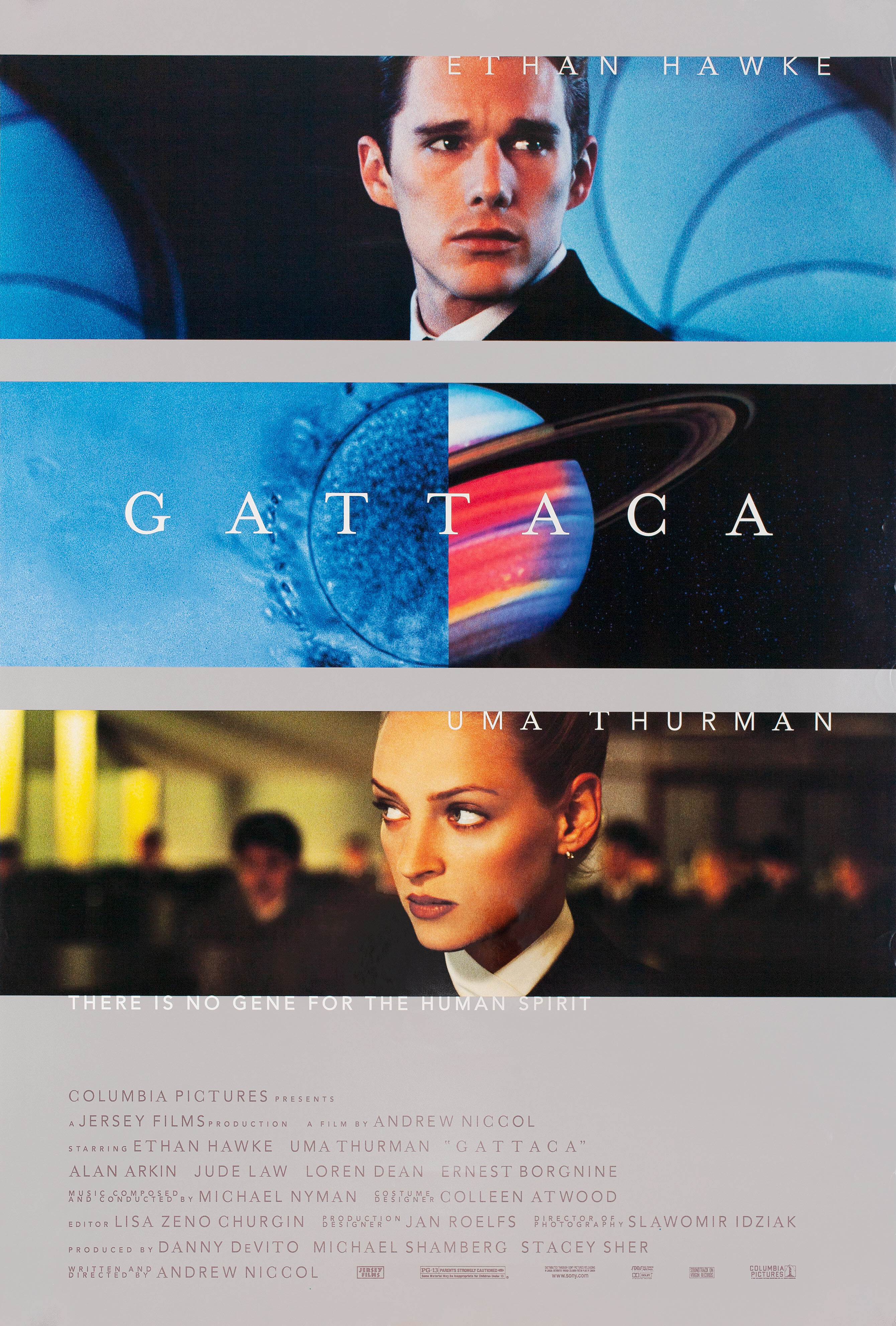 Гаттака (Gattaca, 1997), режиссёр Эндрю Никкол, американский постер к фильму, 1997 год
