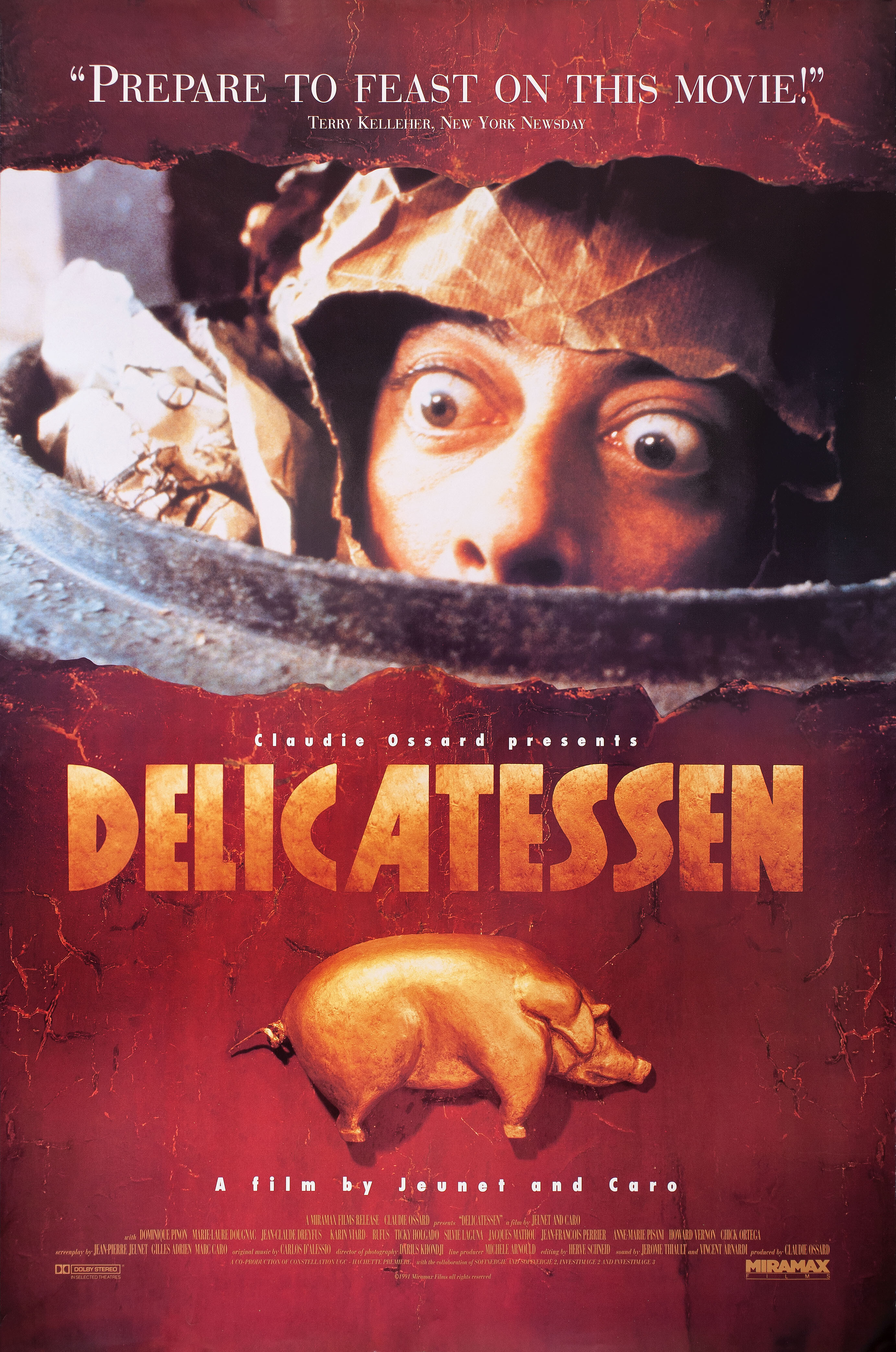 Деликатесы (Delicatessen, 1991), режиссёр Марк Каро, американский постер к фильму, 1991 год