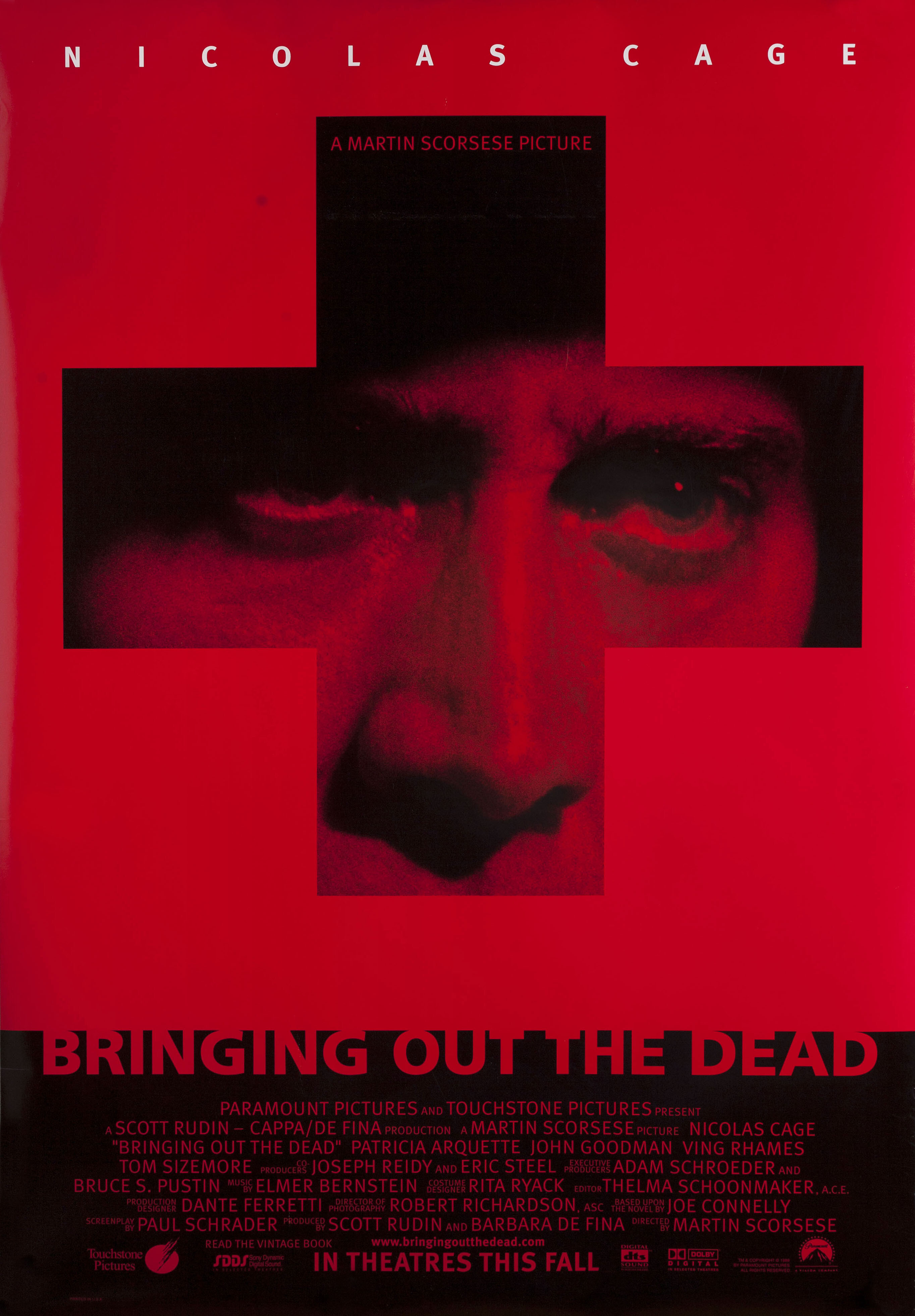 Воскрешая мертвецов (Bringing Out the Dead, 1999), режиссёр Мартин Скорсезе, американский постер к фильму, 1999 год