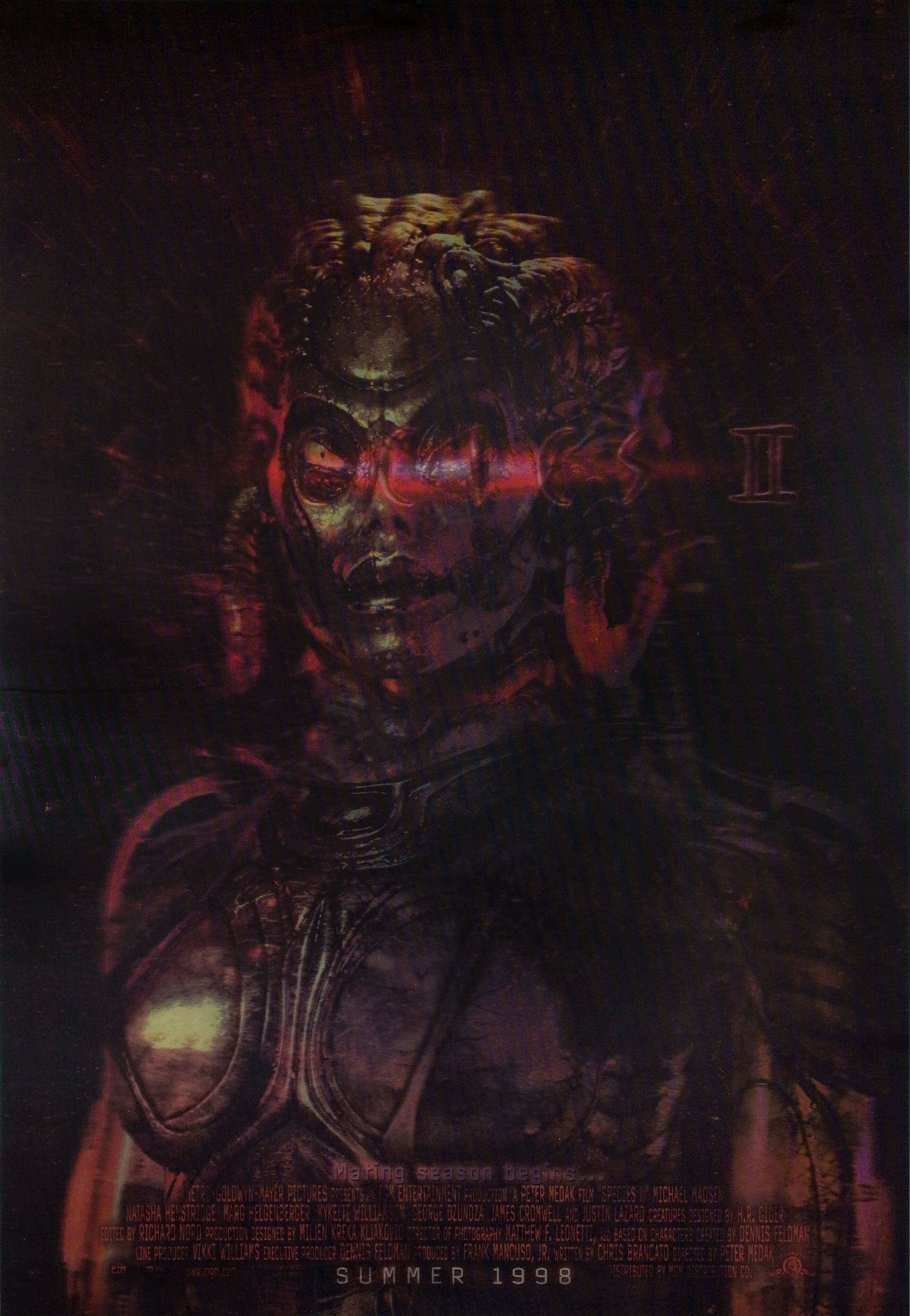 Особь 2 (Species II, 1998), режиссёр Питер Медак, американский постер к фильму, 1998 год