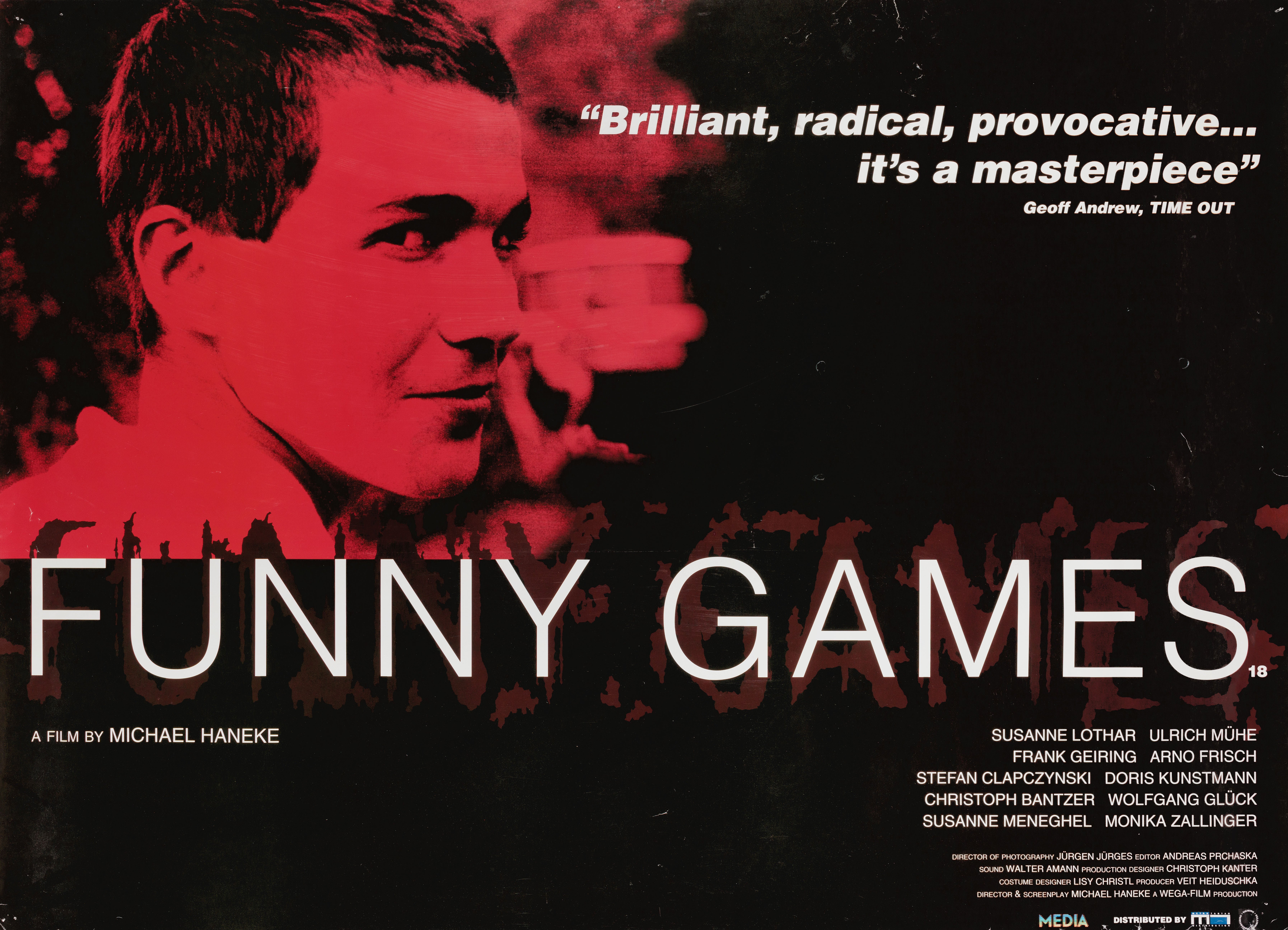Забавные игры (Funny Games, 1997), режиссёр Михаэль Ханеке, британский постер к фильму, 1997 год
