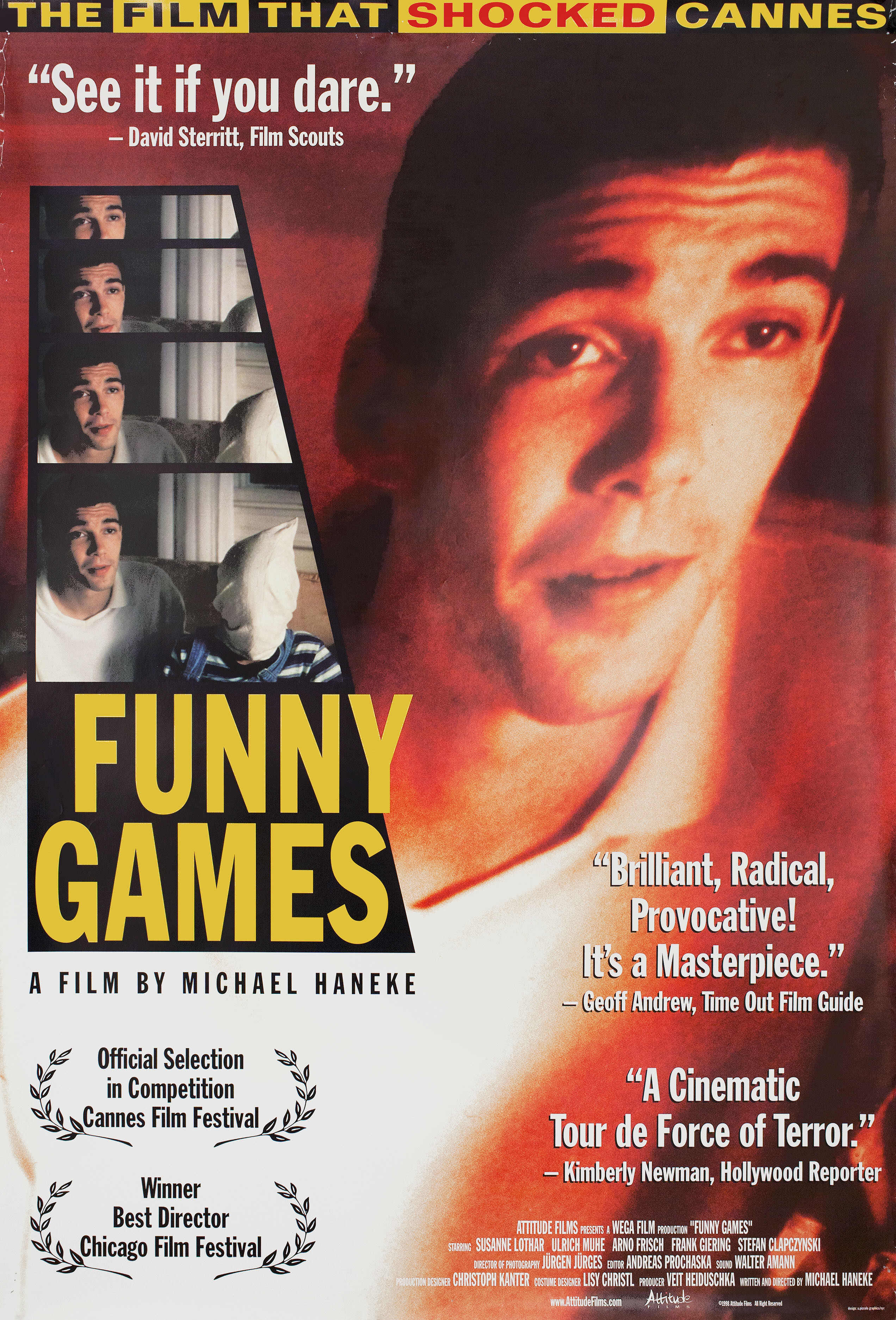 Забавные игры (Funny Games, 1997), режиссёр Михаэль Ханеке, американский постер к фильму, 1997 год