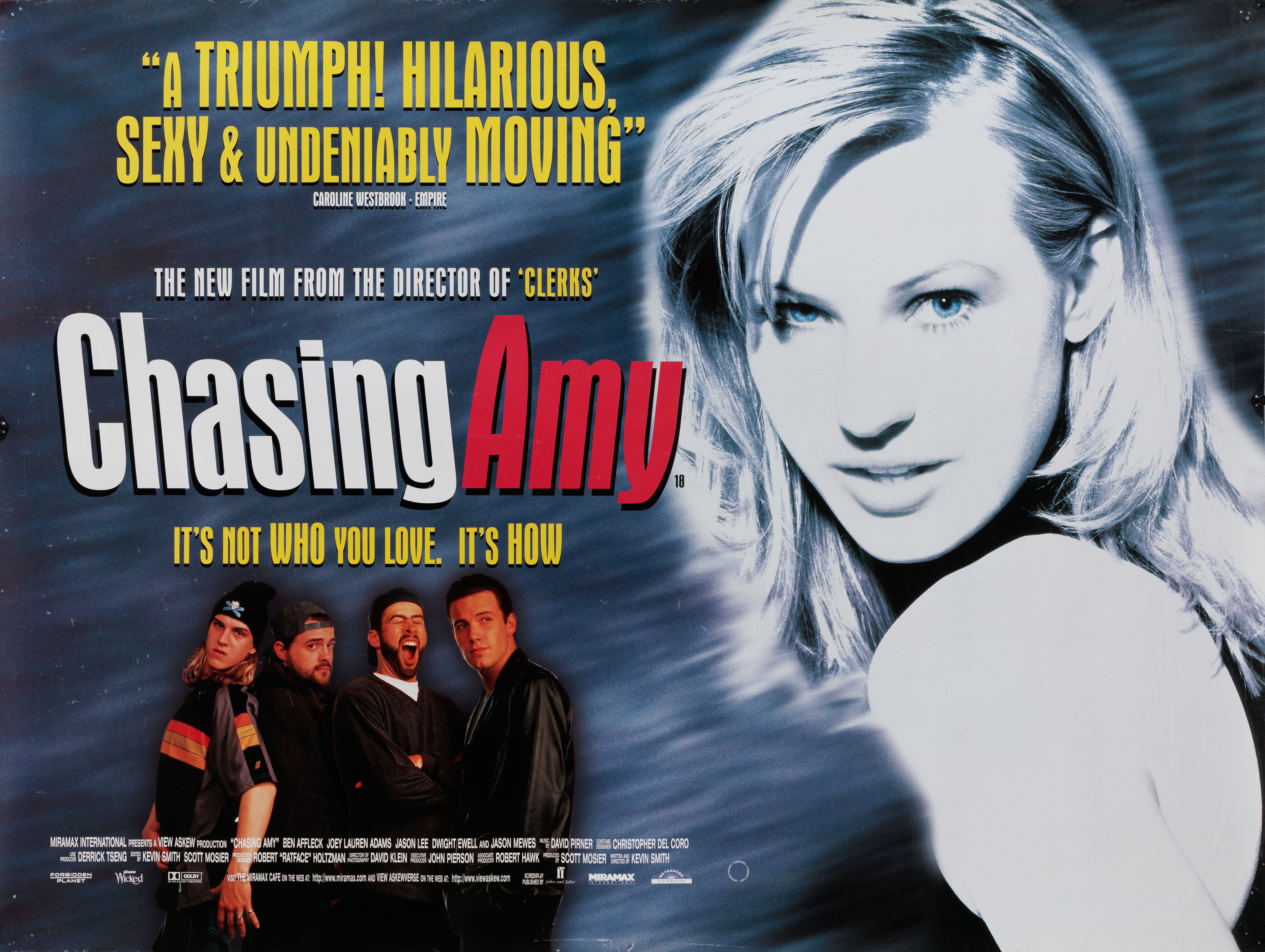 В погоне за Эми (Chasing Amy, 1997), режиссёр Кевин Смит, британский постер к фильму, 1997 год