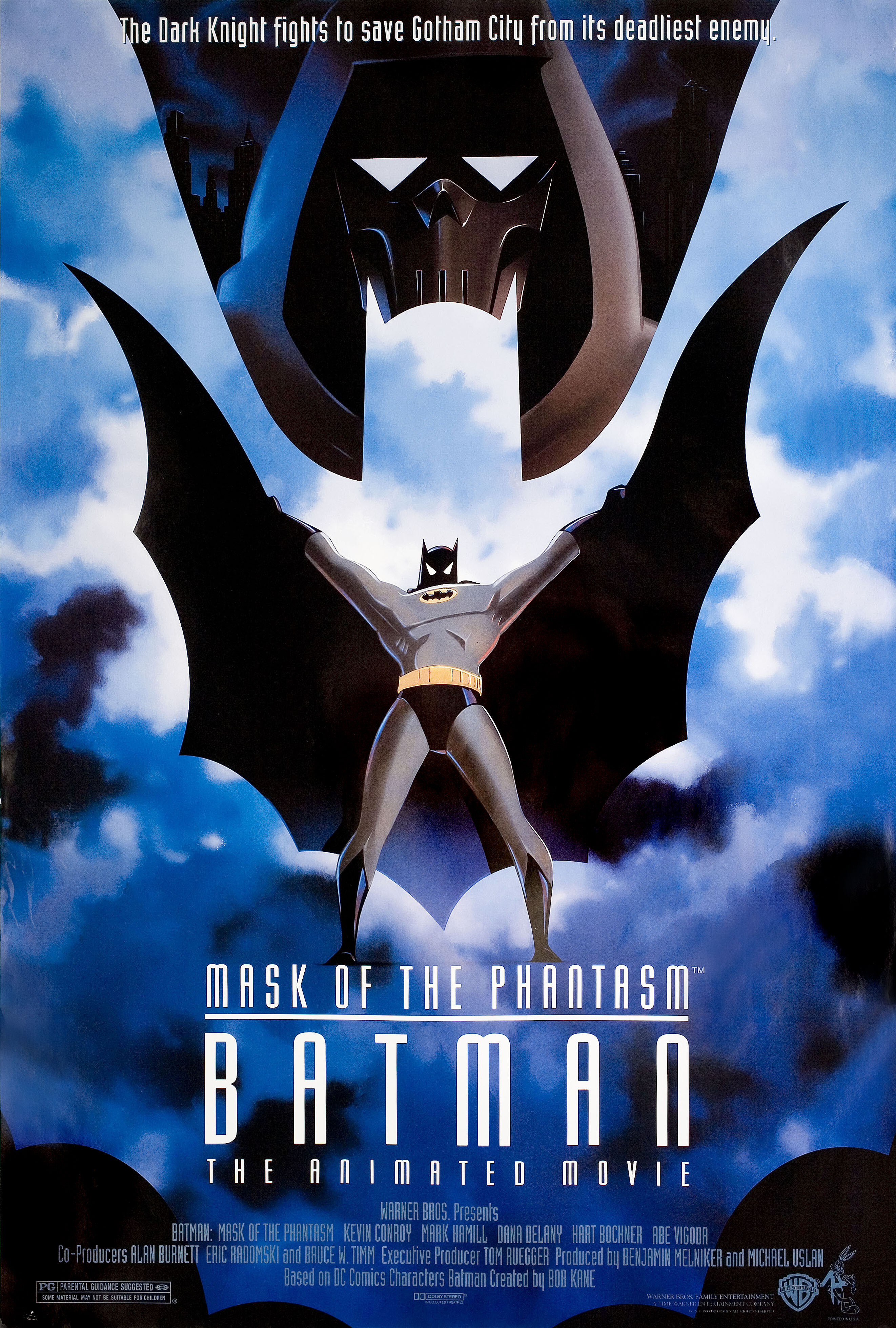 Бэтмен Маска Фантазма (Batman Mask of the Phantasm, 1993), режиссёр Эрик Радомски, американский постер к мультфильму, 1993 год