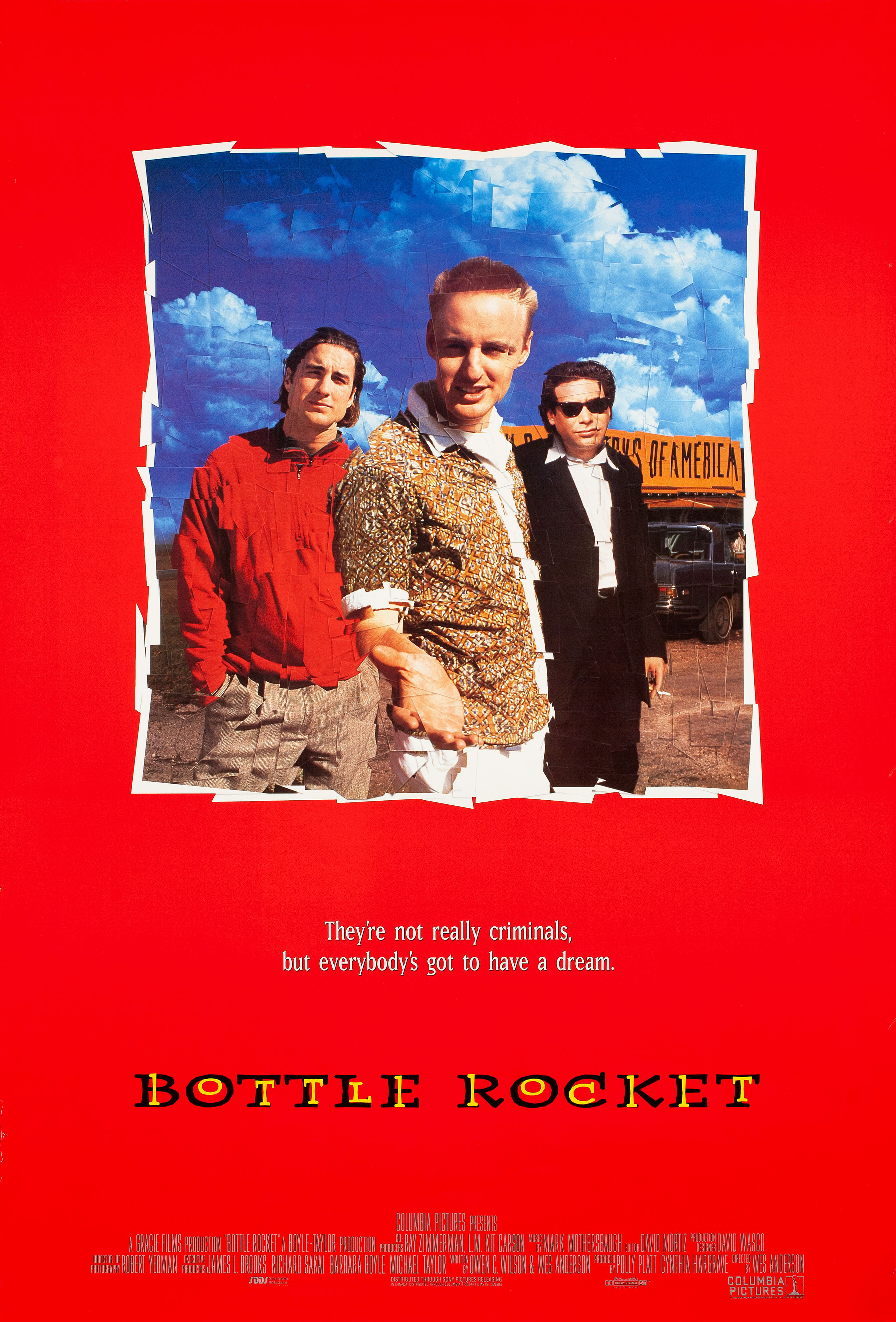 Бутылочная ракета (Bottle Rocket, 1996), режиссёр Уэс Андерсон, американский постер к фильму, 1996 год