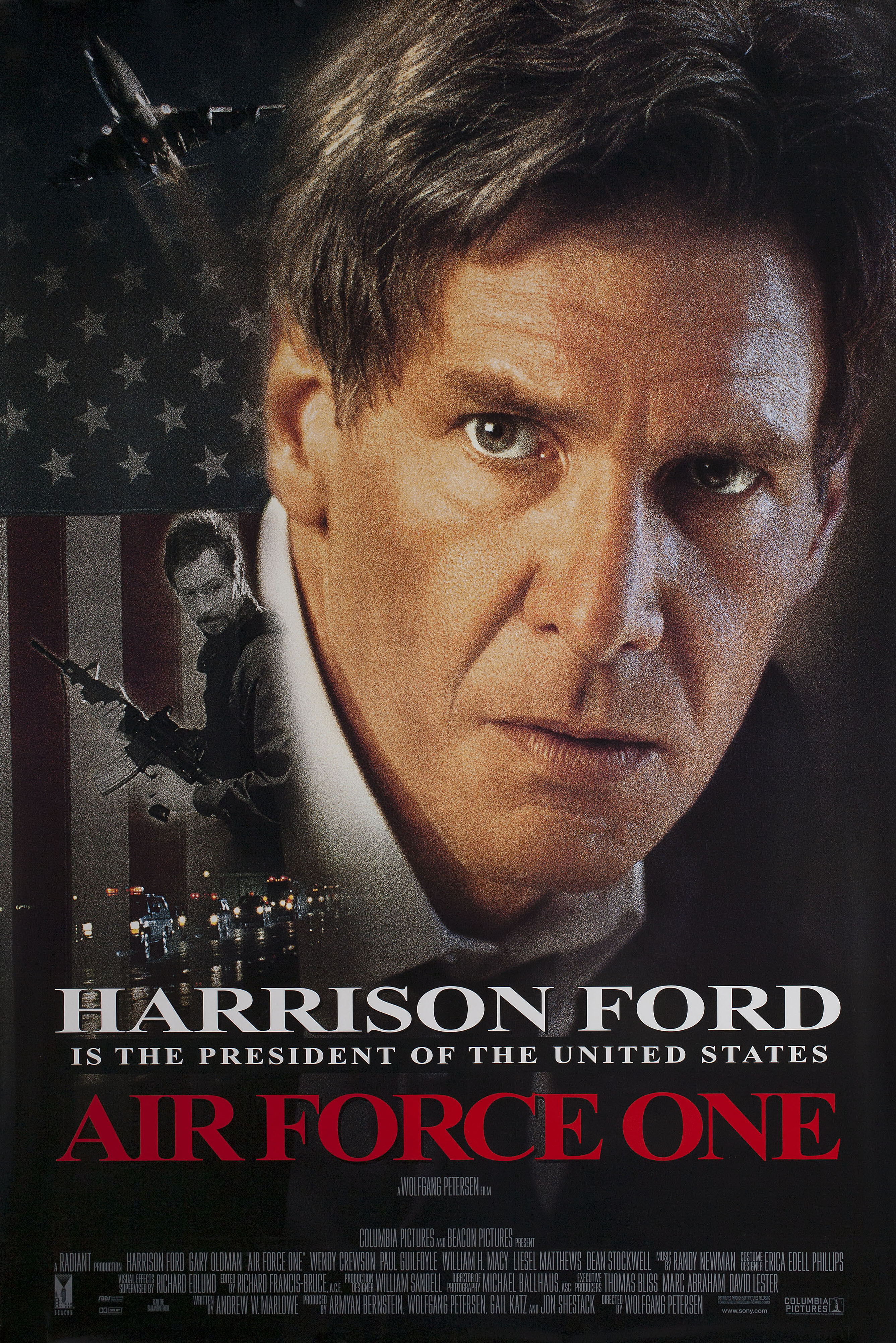 Самолет президента (Air Force One, 1997), режиссёр Вольфганг Петерсен, американский постер к фильму, 1997 год